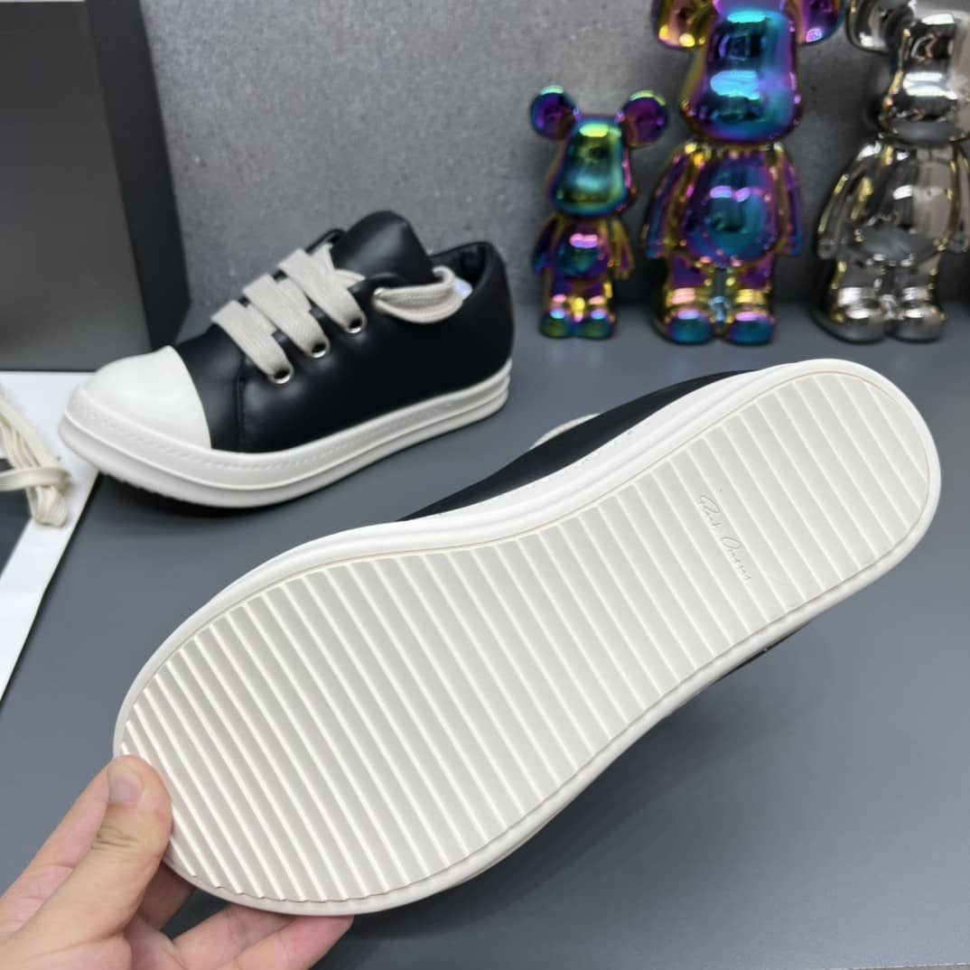 Rick Owens Jumbo Lace Padded Sneaks Low Black Milk - vstockx