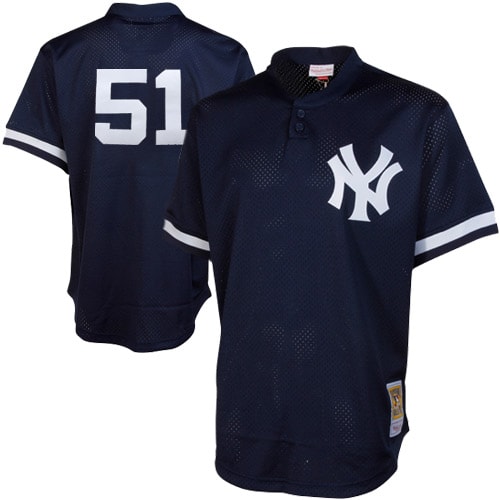 Bernie Williams New York Yankees Mitchell & Ness Cooperstown Mesh Batting Practice Jersey - Navy - vstockx