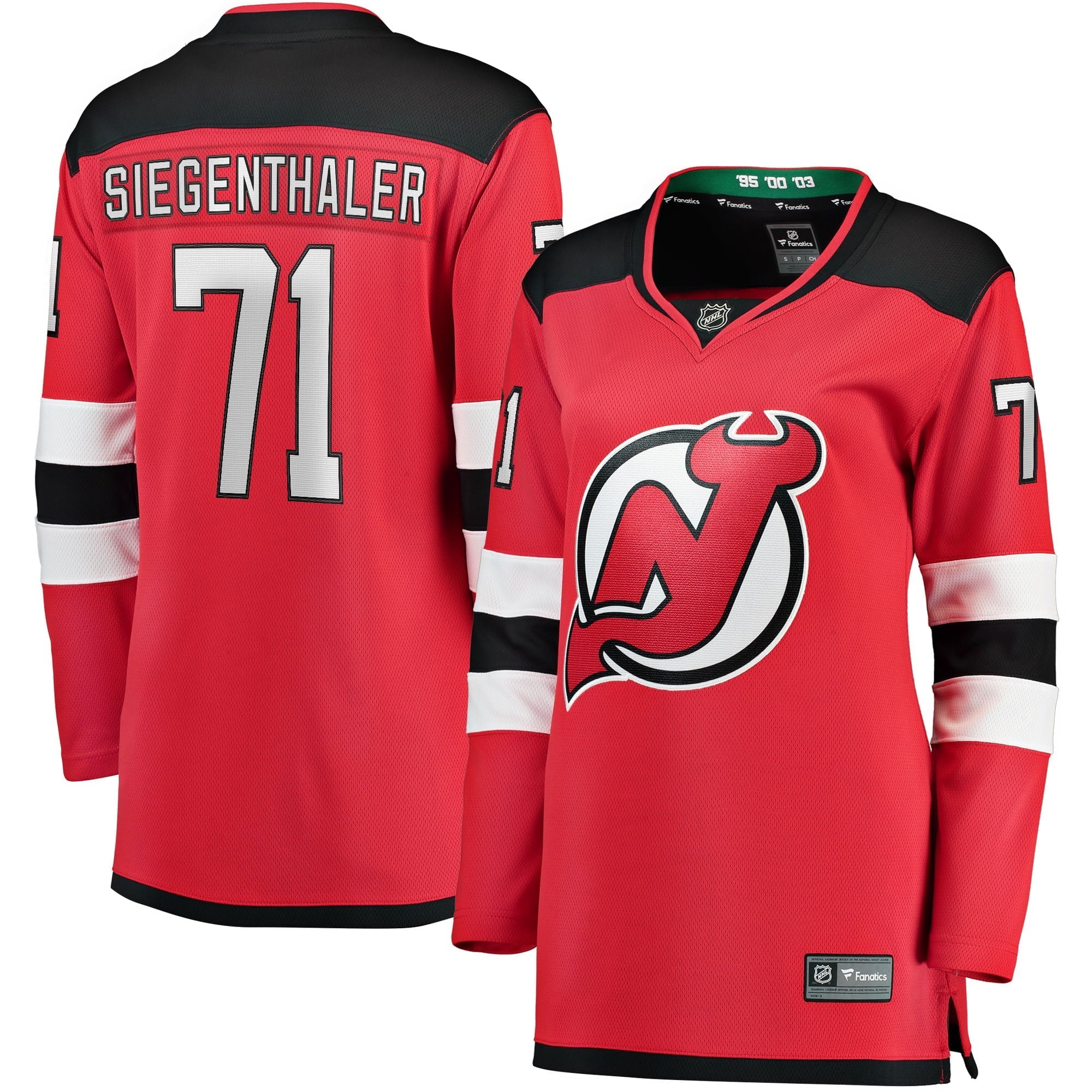 Women's Fanatics Branded Jonas Siegenthaler Red New Jersey Devils Home Breakaway Player Jersey - vstockx