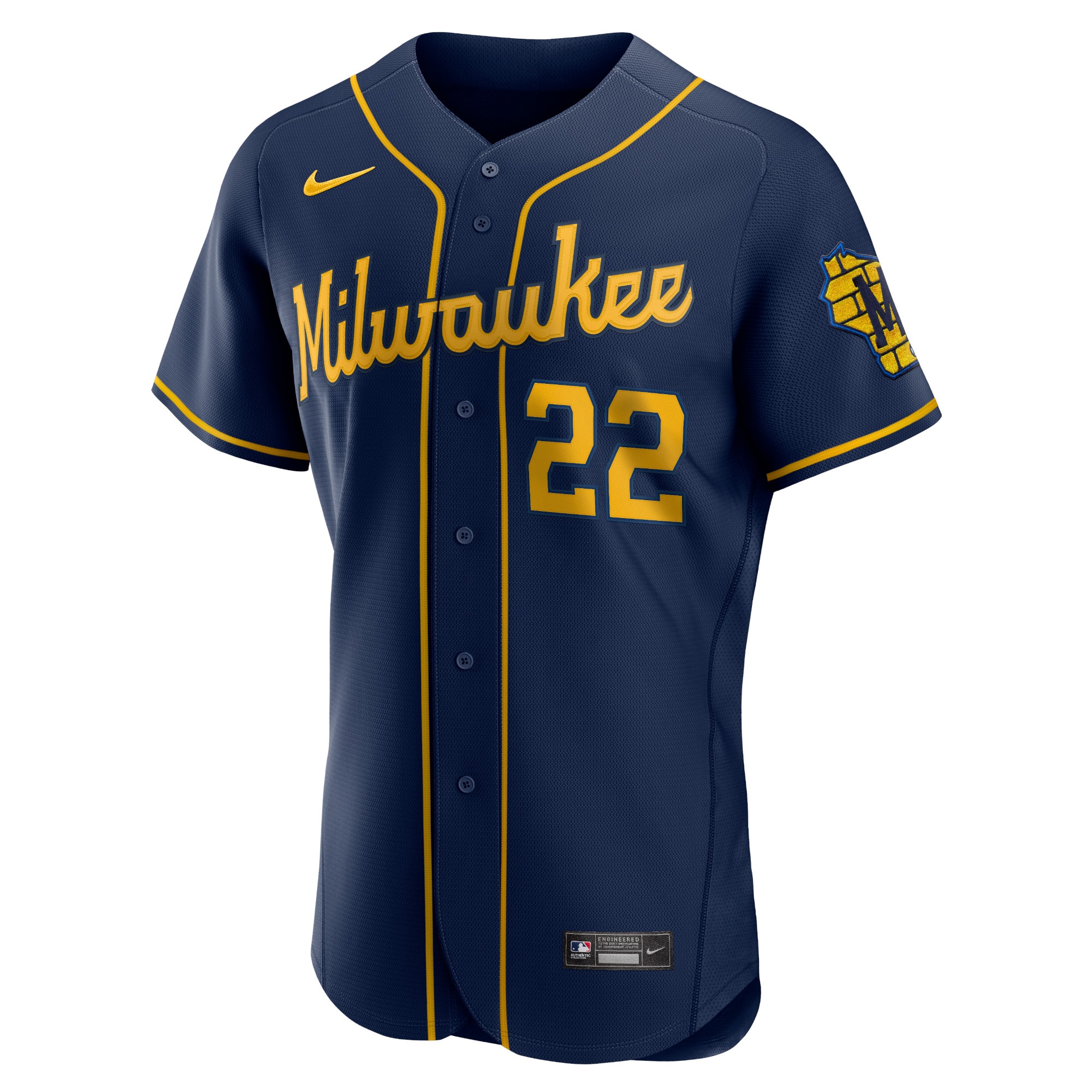 Christian Yelich Milwaukee Brewers Nike 50th Season Alternate Authentic Player Jersey - Navy - vstockx
