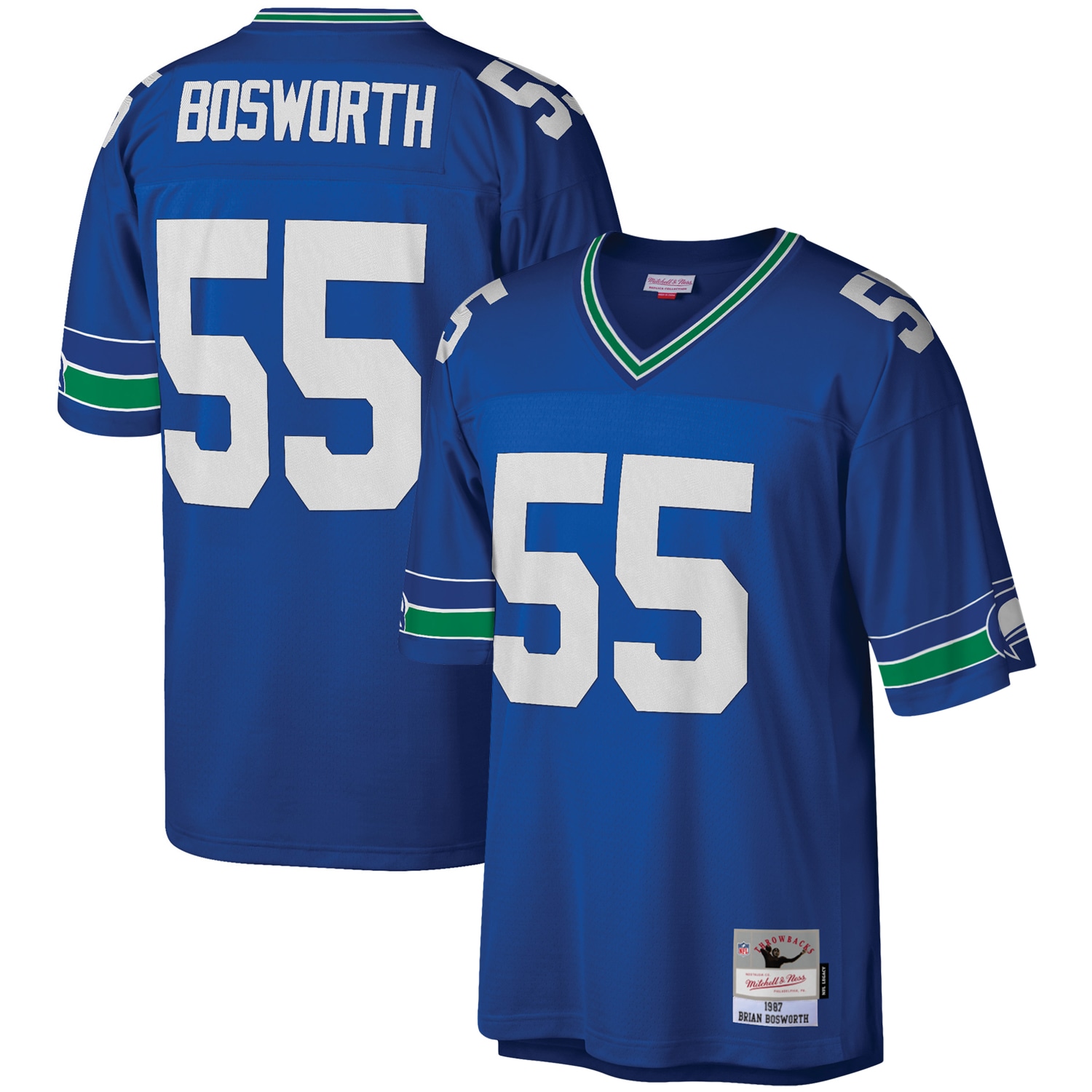 Brian Bosworth Seattle Seahawks Mitchell & Ness Legacy Replica Jersey - Royal - vstockx