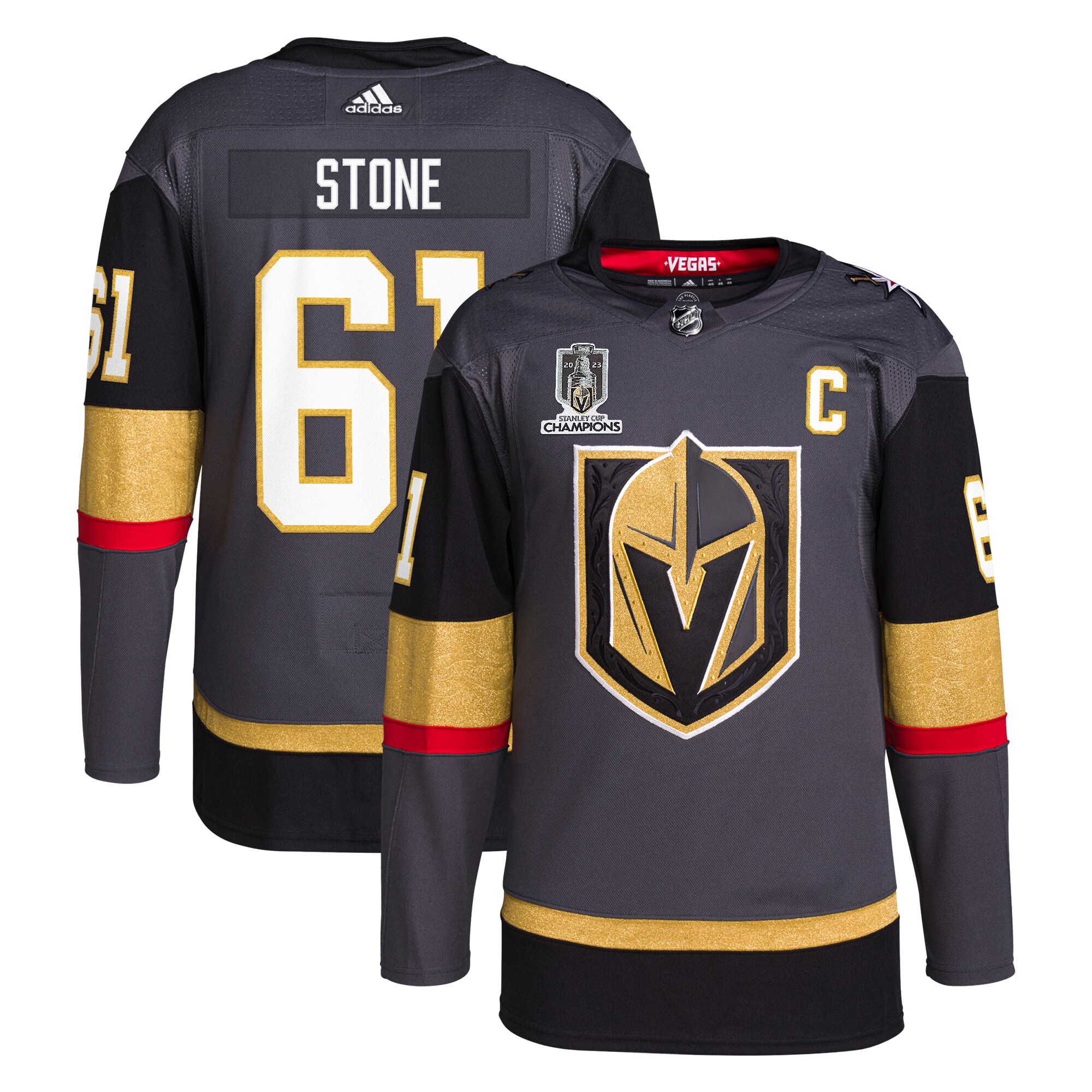 Mark Stone Vegas Golden Knights adidas 2023 Stanley Cup Champions Authentic Alternate Player Jersey - Gray - vstockx