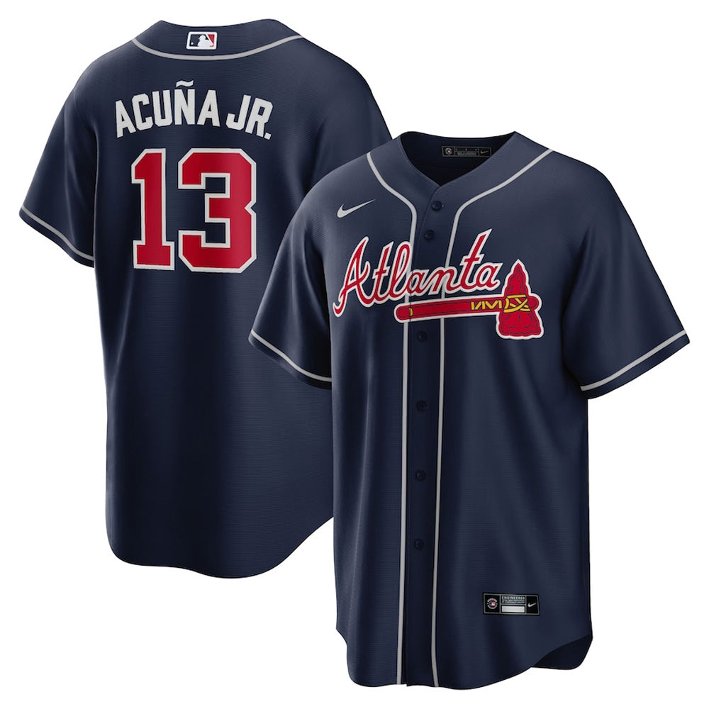 Youth Atlanta Braves Ronald Acuna Cool Base Replica Jersey Navy - vstockx