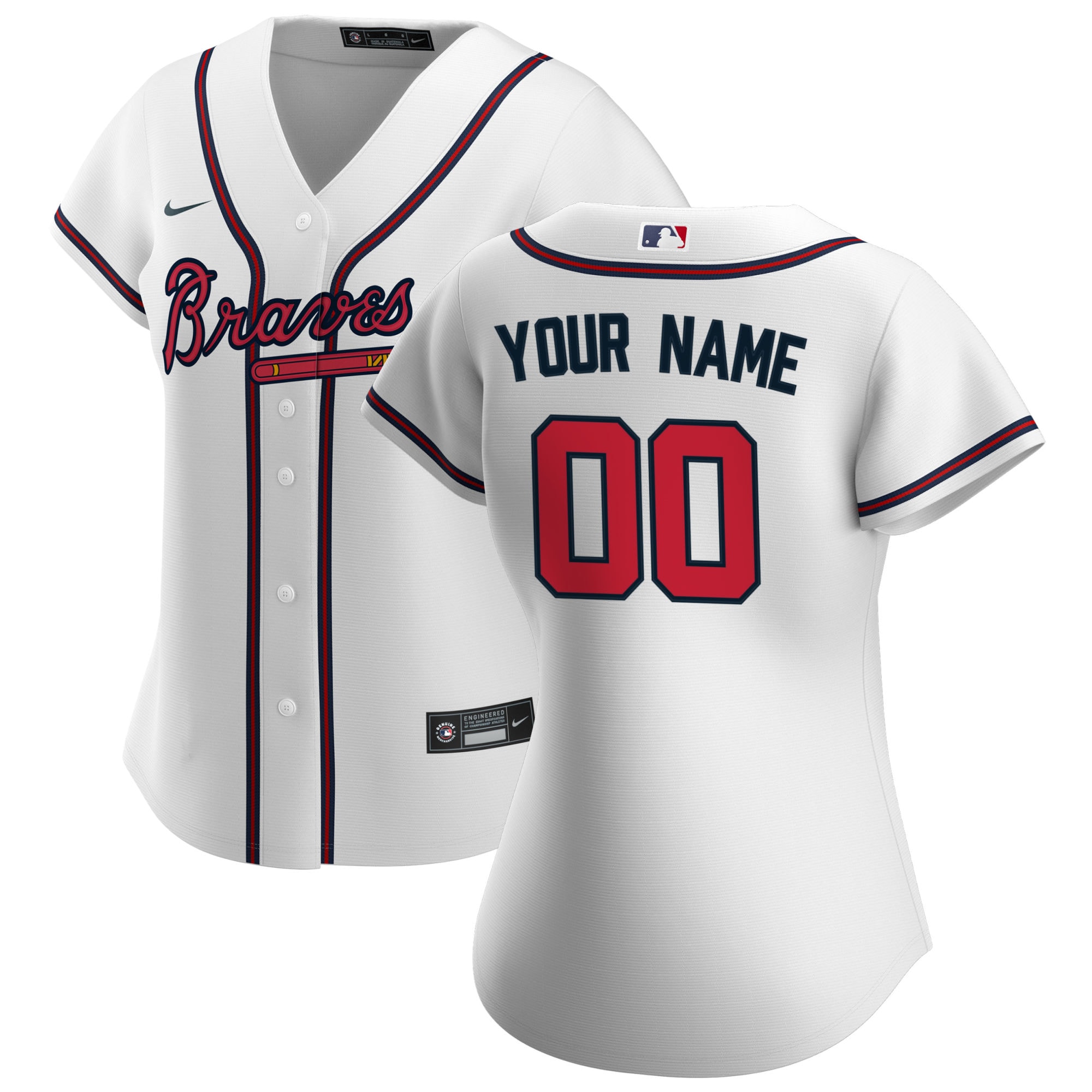 Atlanta Braves Nike Women's Home Replica Custom Jersey - White - vstockx