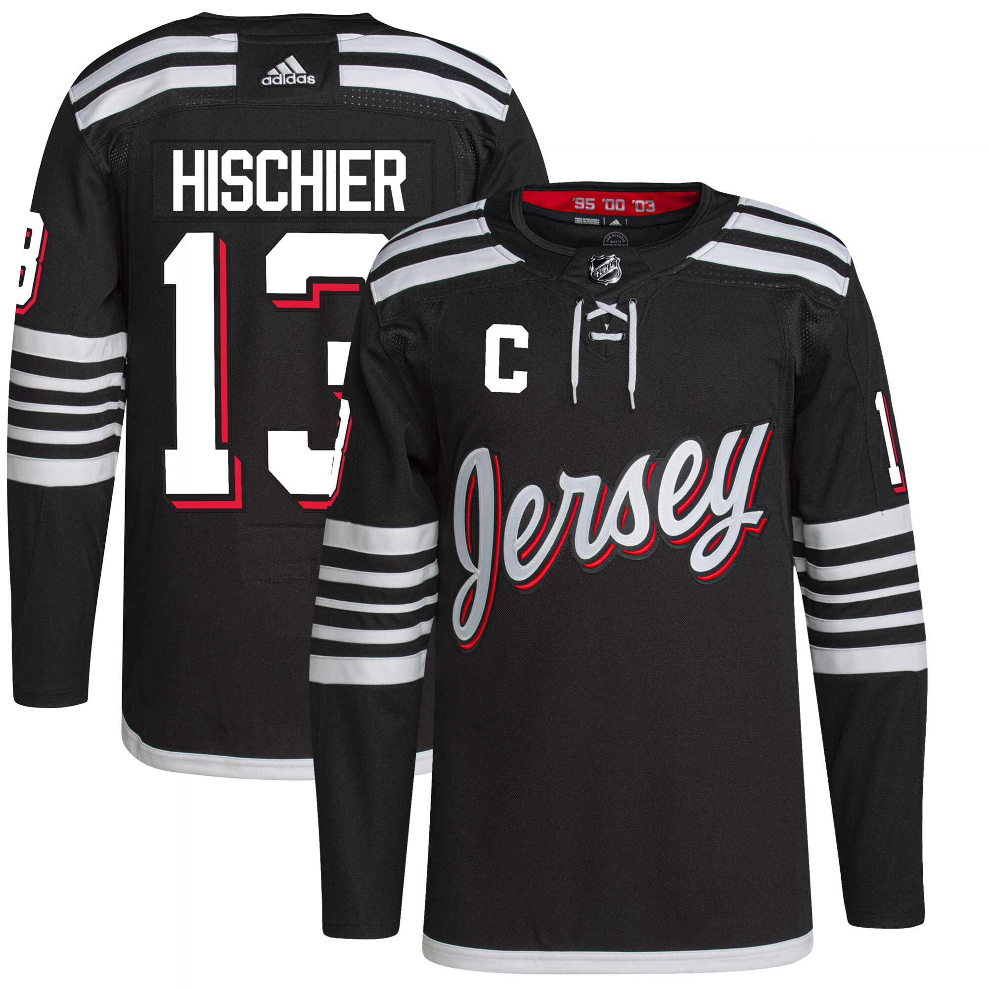 Nico Hischier New Jersey Devils adidas Alternate Primegreen Authentic Pro Player Jersey - Black - vstockx
