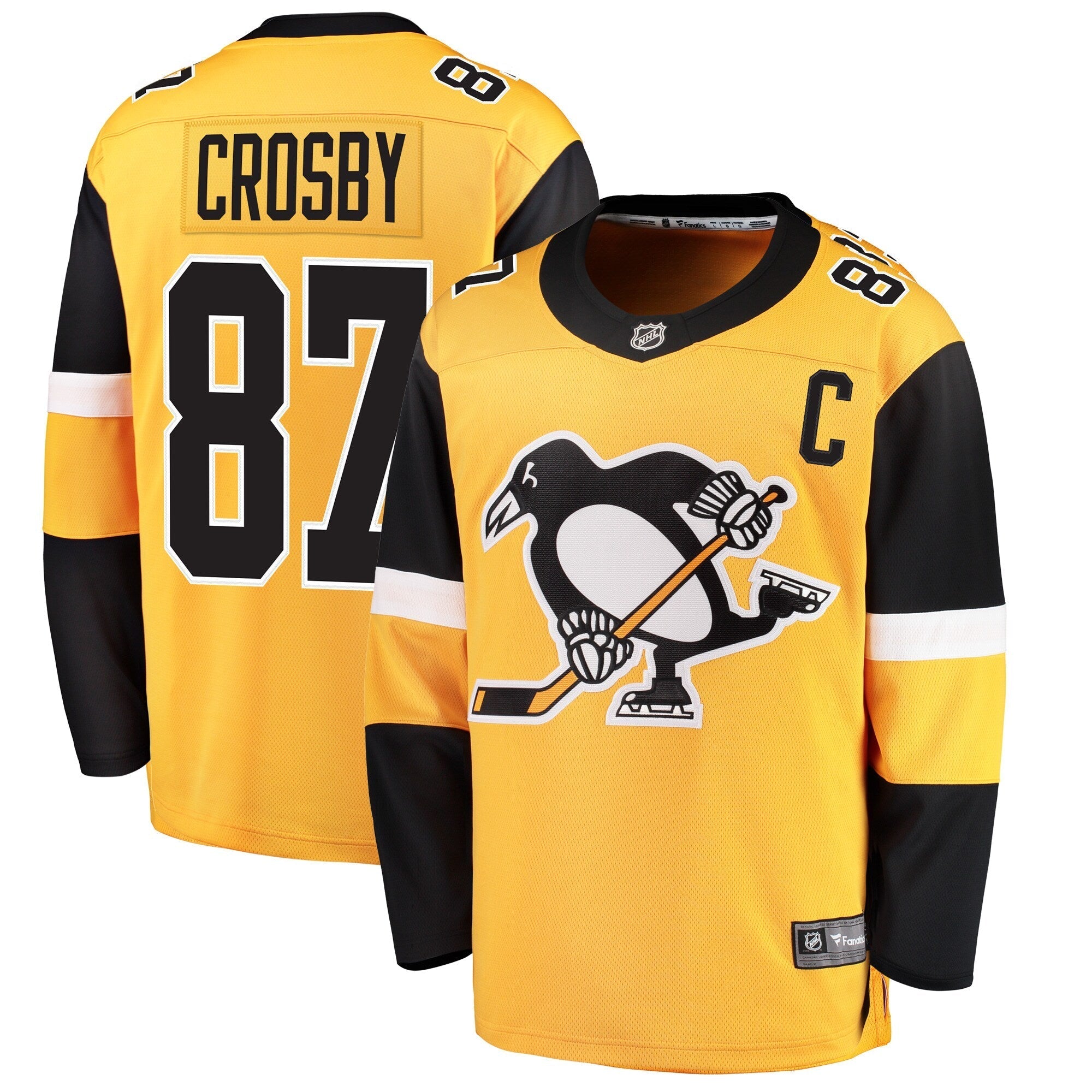 Youth Fanatics Branded Sidney Crosby Gold Pittsburgh Penguins Alternate Breakaway Player Jersey - vstockx