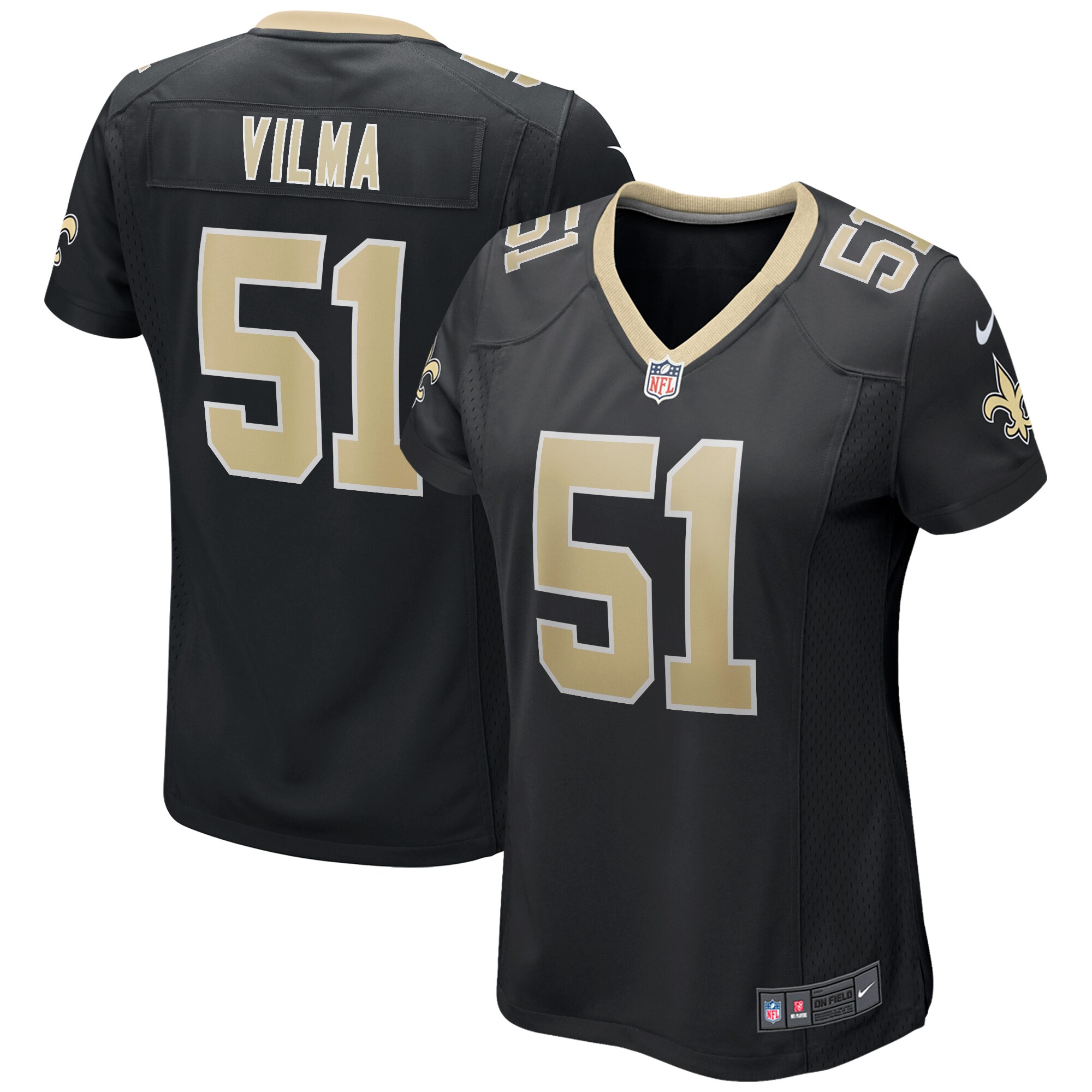 Jonathan Vilma New Orleans Saints Nike Women's Game Retired Player Jersey - Black - vstockx