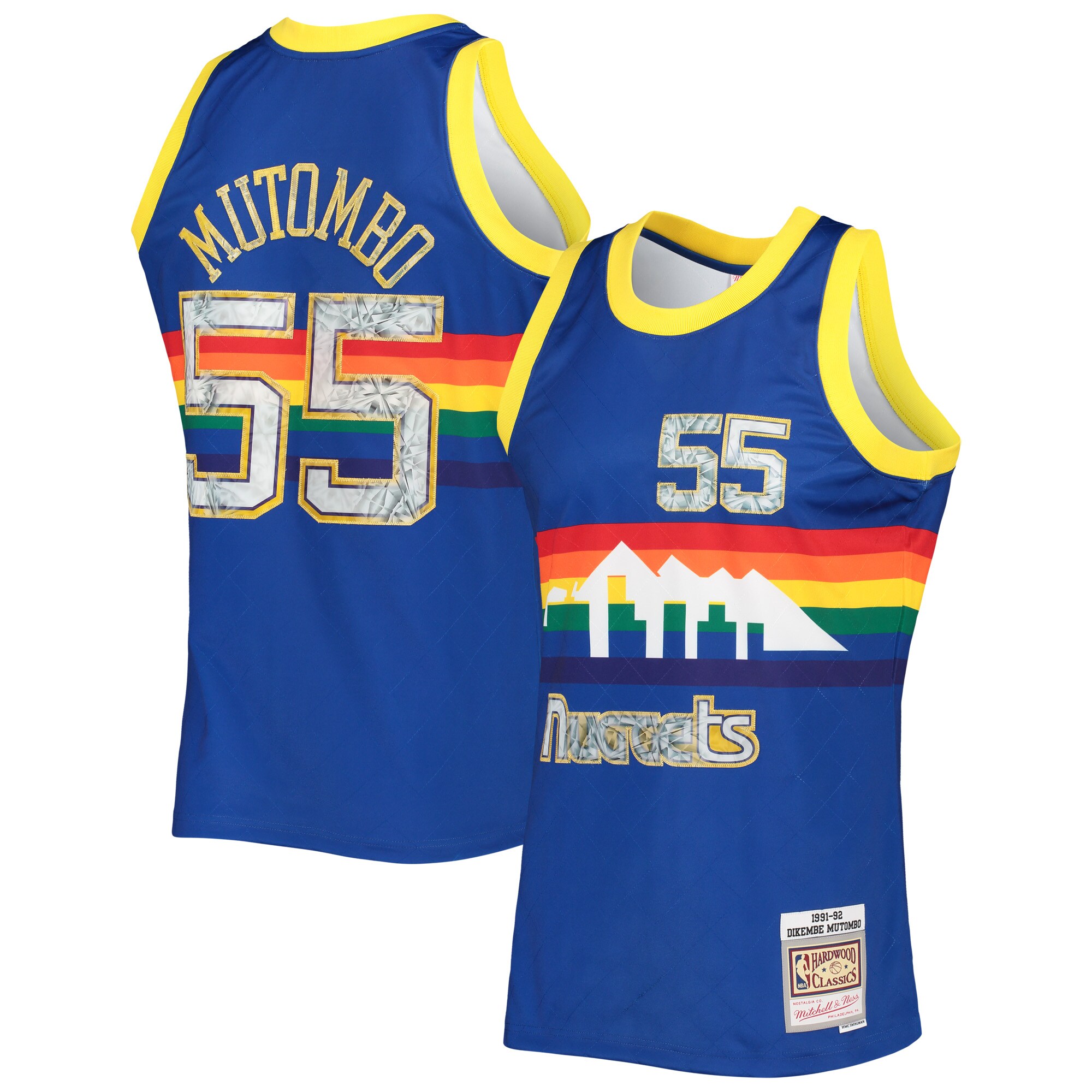 Dikembe Mutombo Denver Nuggets Mitchell & Ness 1996/97 Hardwood Classics NBA 75th Anniversary Diamond Swingman Jersey - Royal - vstockx