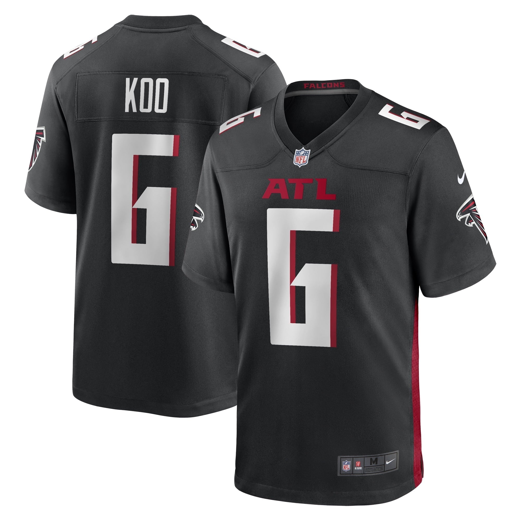 Men's Nike Younghoe Koo Black Atlanta Falcons Team Game Jersey - vstockx