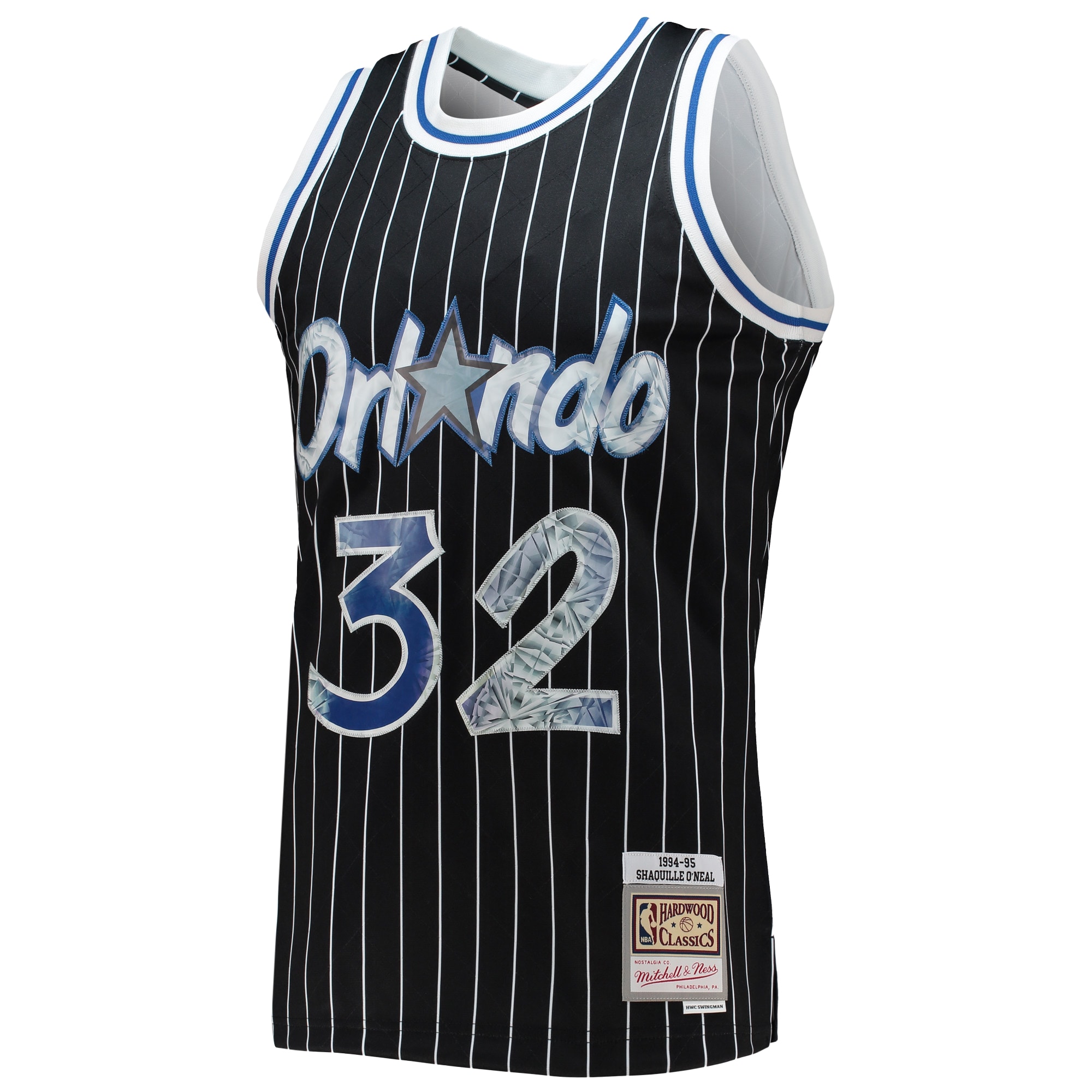 Shaquille O'Neal Orlando Magic Mitchell & Ness 1996-97 Hardwood Classics NBA 75th Anniversary Diamond Swingman Jersey - Black - vstockx