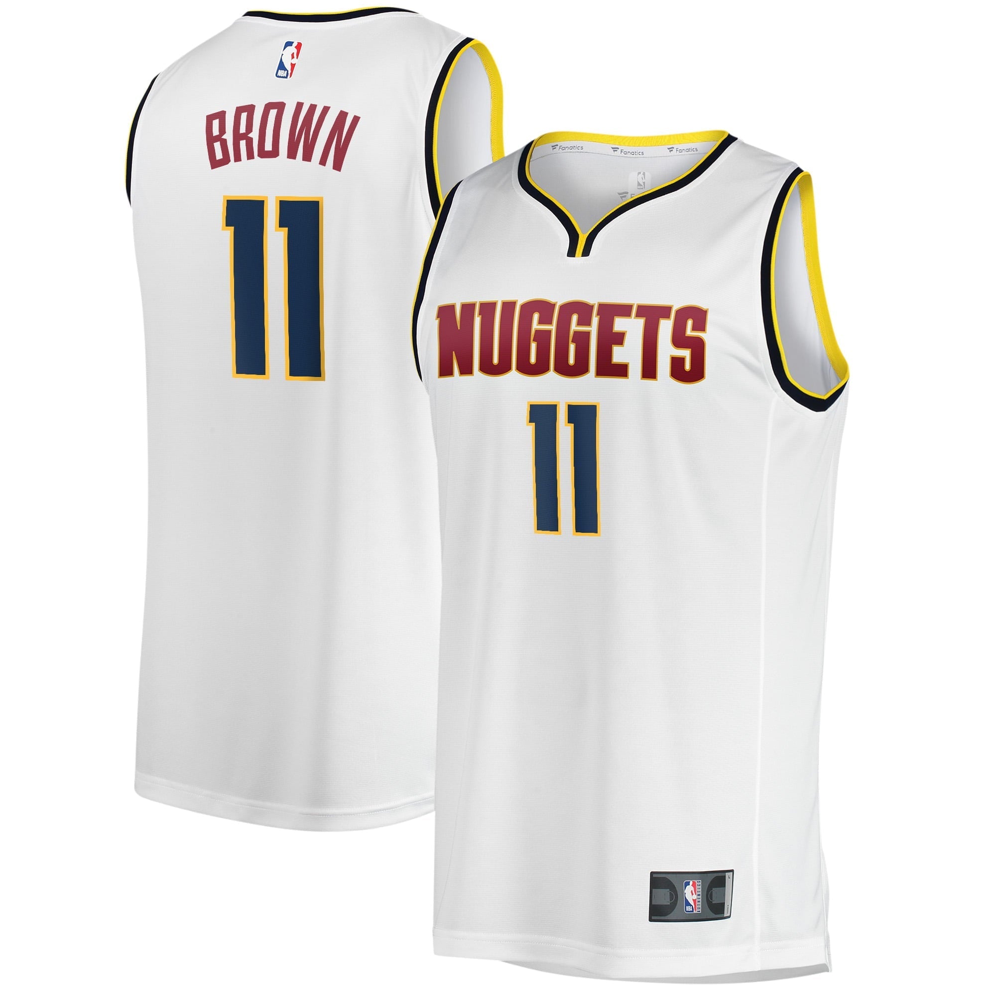 Youth Fanatics Branded Bruce Brown White Denver Nuggets Fast Break Player Jersey - Association Edition - vstockx