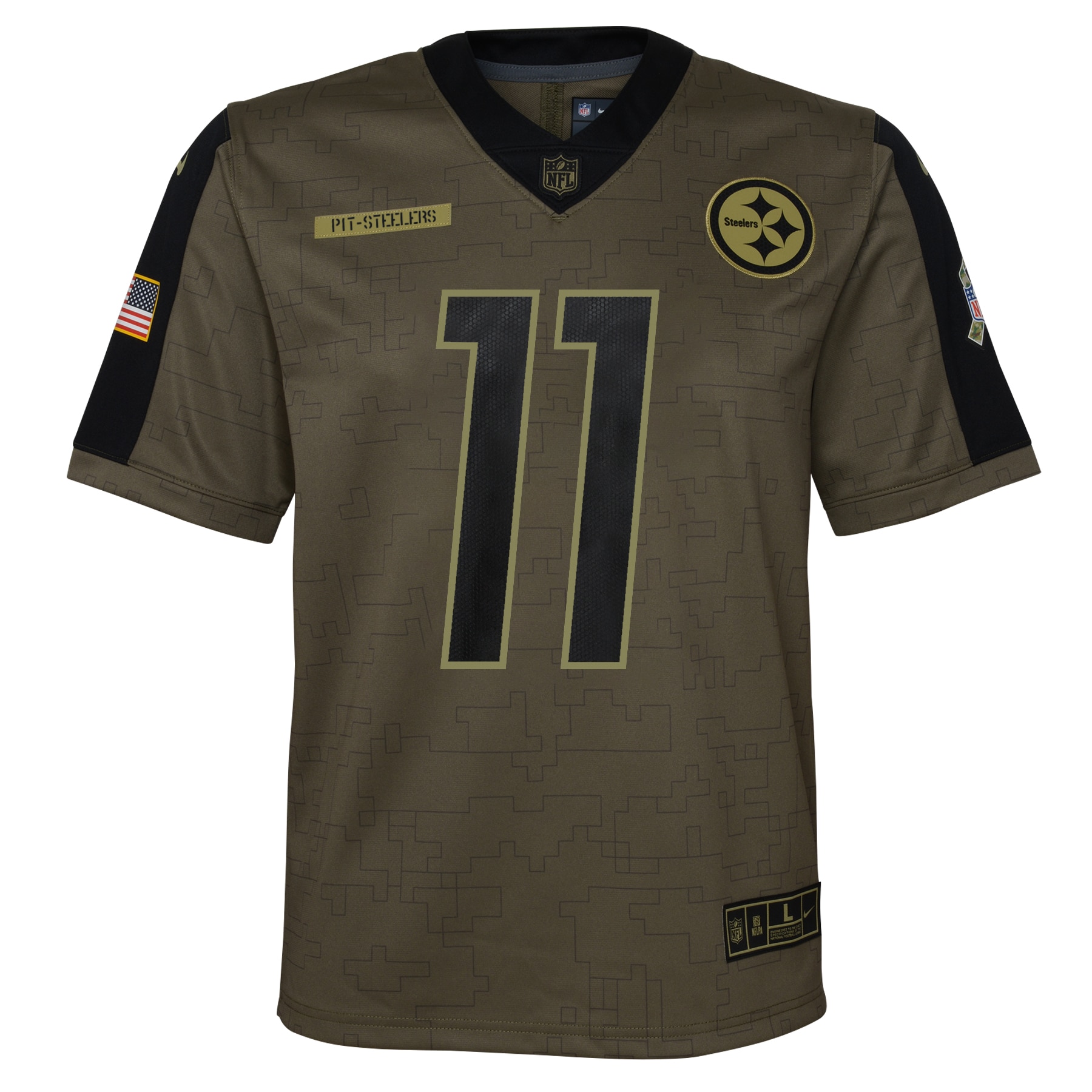 Chase Claypool Pittsburgh Steelers Nike Youth 2021 Salute To Service Game Jersey - Olive - vstockx