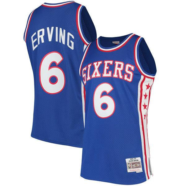 Mens Philadelphia 76ers Julius Erving Mitchell & Ness Royal Hardwood Classics Swingman Jersey - vstockx