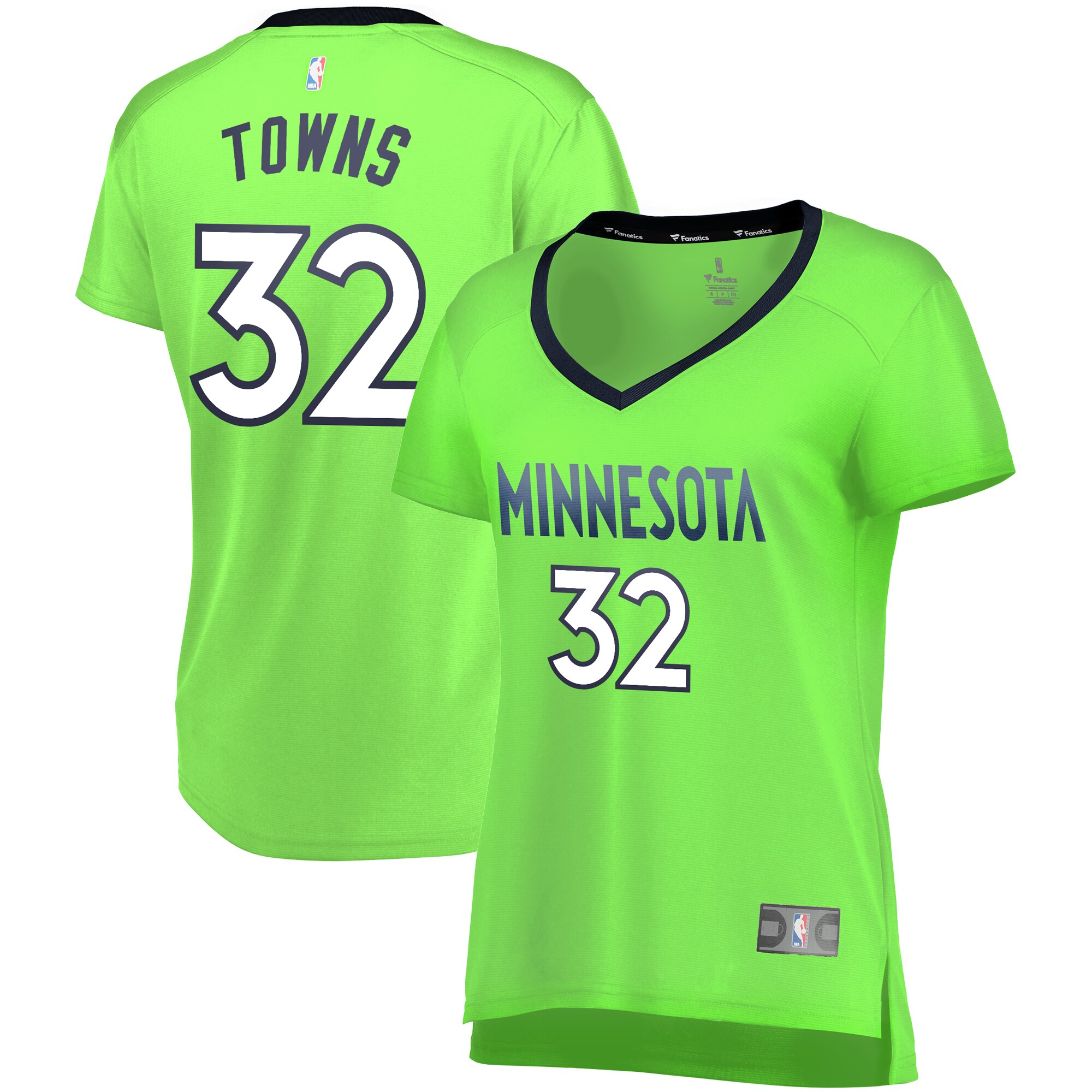 Karl-Anthony Towns Minnesota Timberwolves Fanatics Branded Women's Fast Break Replica Statement Edition Jersey - Neon Green - vstockx