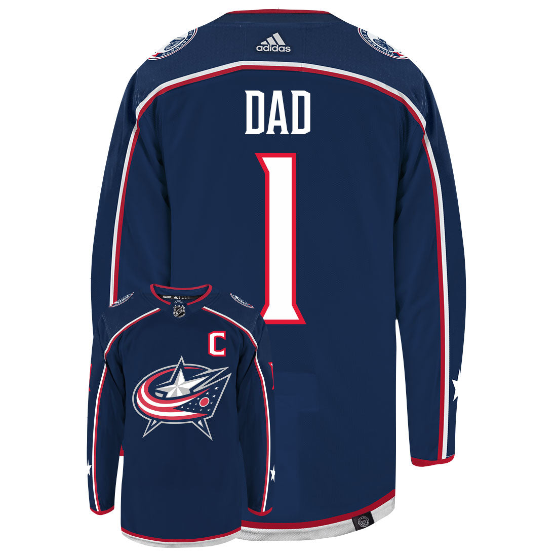 Columbus Blue Jackets Dad Number One Adidas Primegreen Authentic NHL Hockey Jersey - vstockx