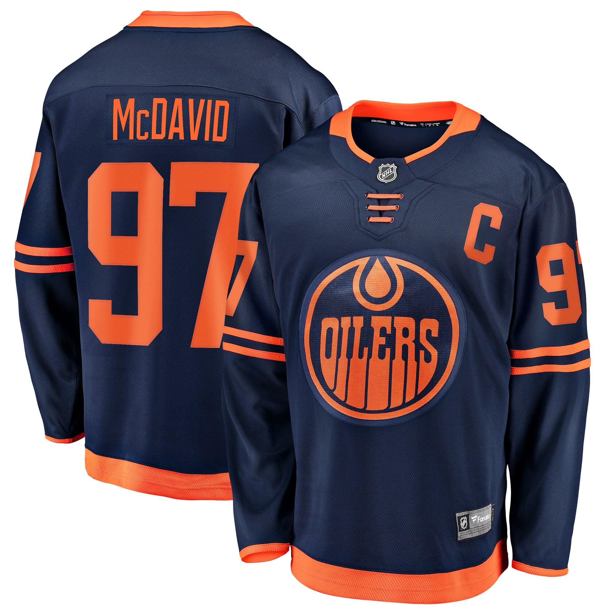 Connor McDavid Edmonton Oilers Fanatics Branded Alternate Premier Breakaway Player Jersey - Navy - vstockx