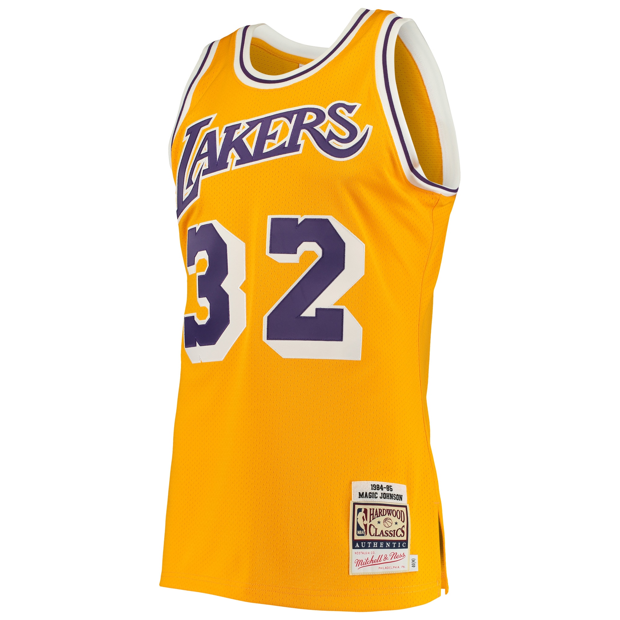 Magic Johnson Los Angeles Lakers Mitchell & Ness 1984/85 Hardwood Classics Authentic Jersey - Gold - vstockx