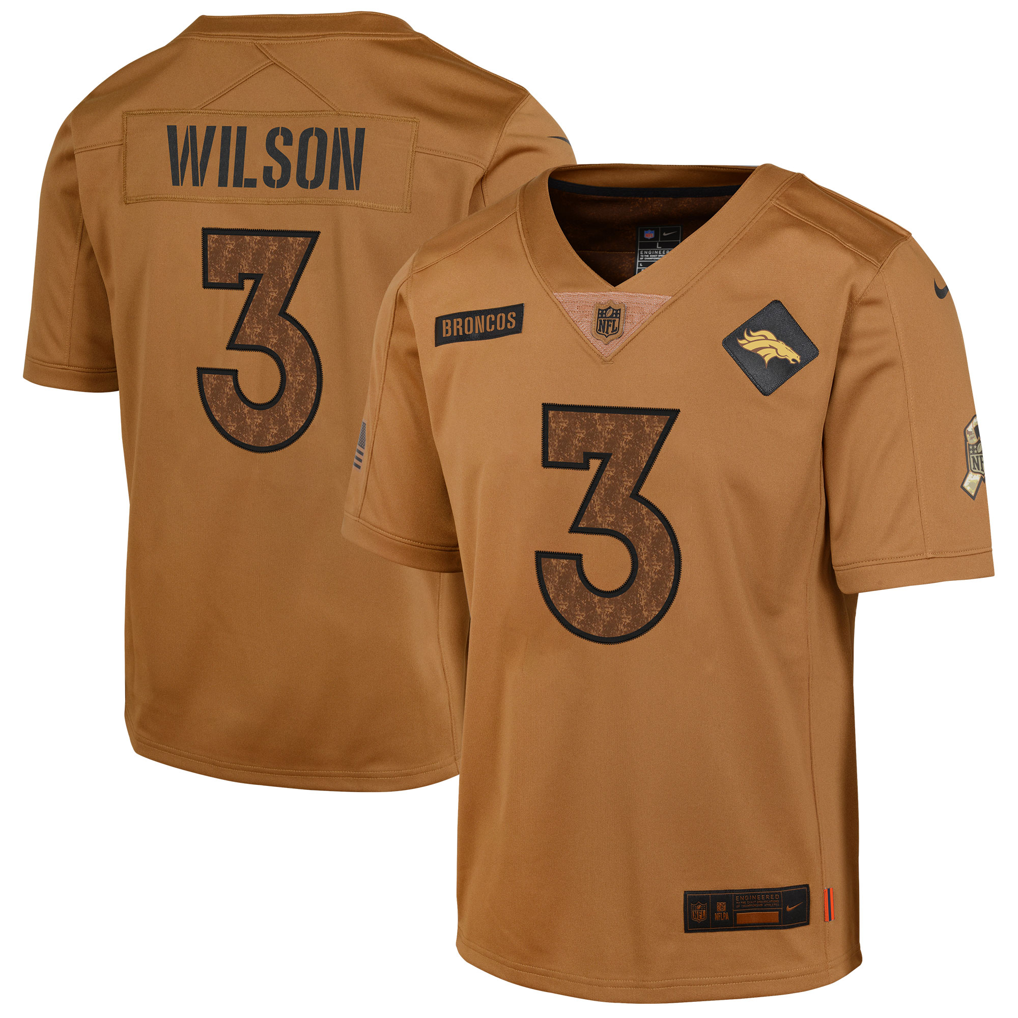 Russell Wilson Denver Broncos Nike Youth 2023 Salute To Service Limited Jersey - Brown - vstockx