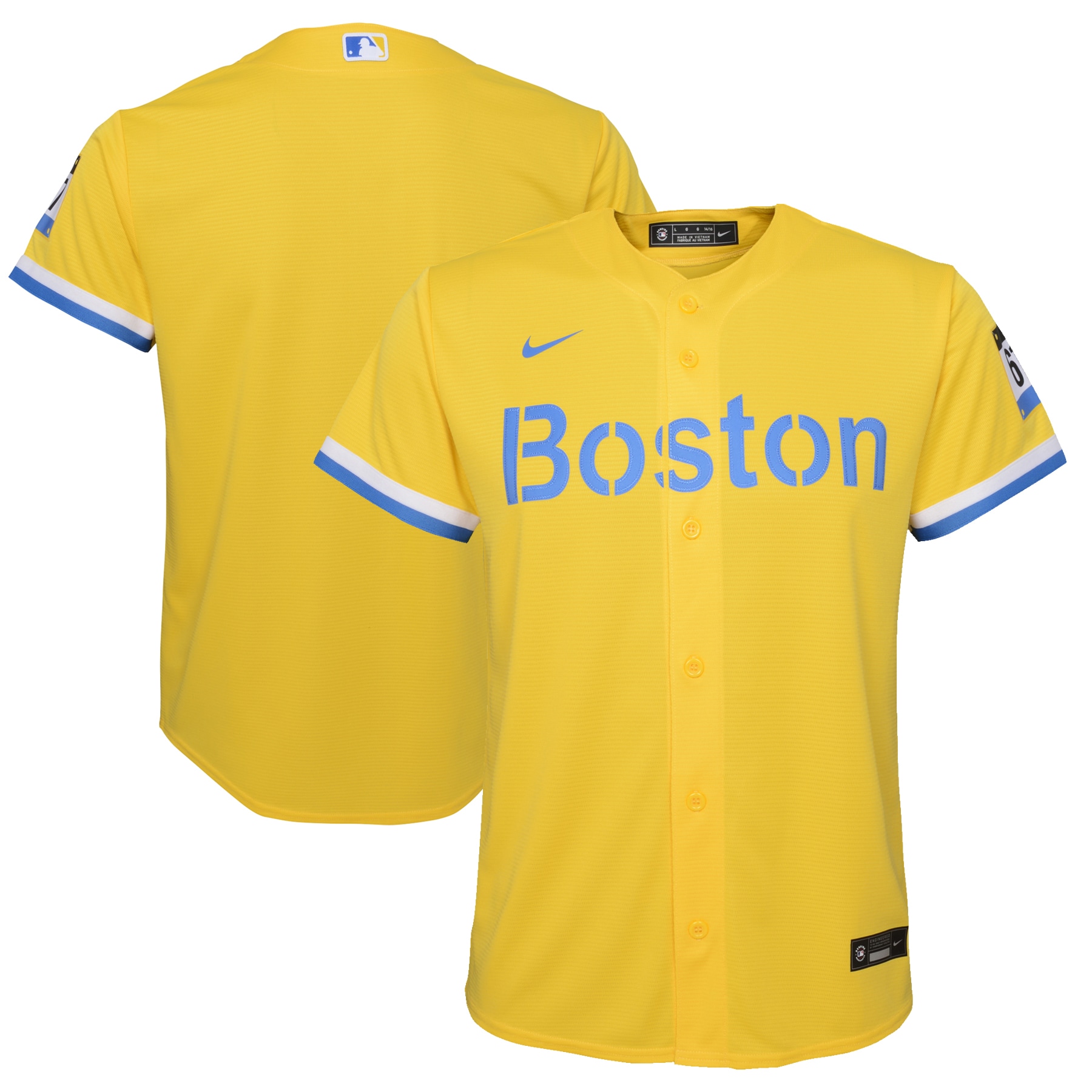Boston Red Sox Nike Youth City Connect Replica Team Jersey - Gold/Light Blue - vstockx