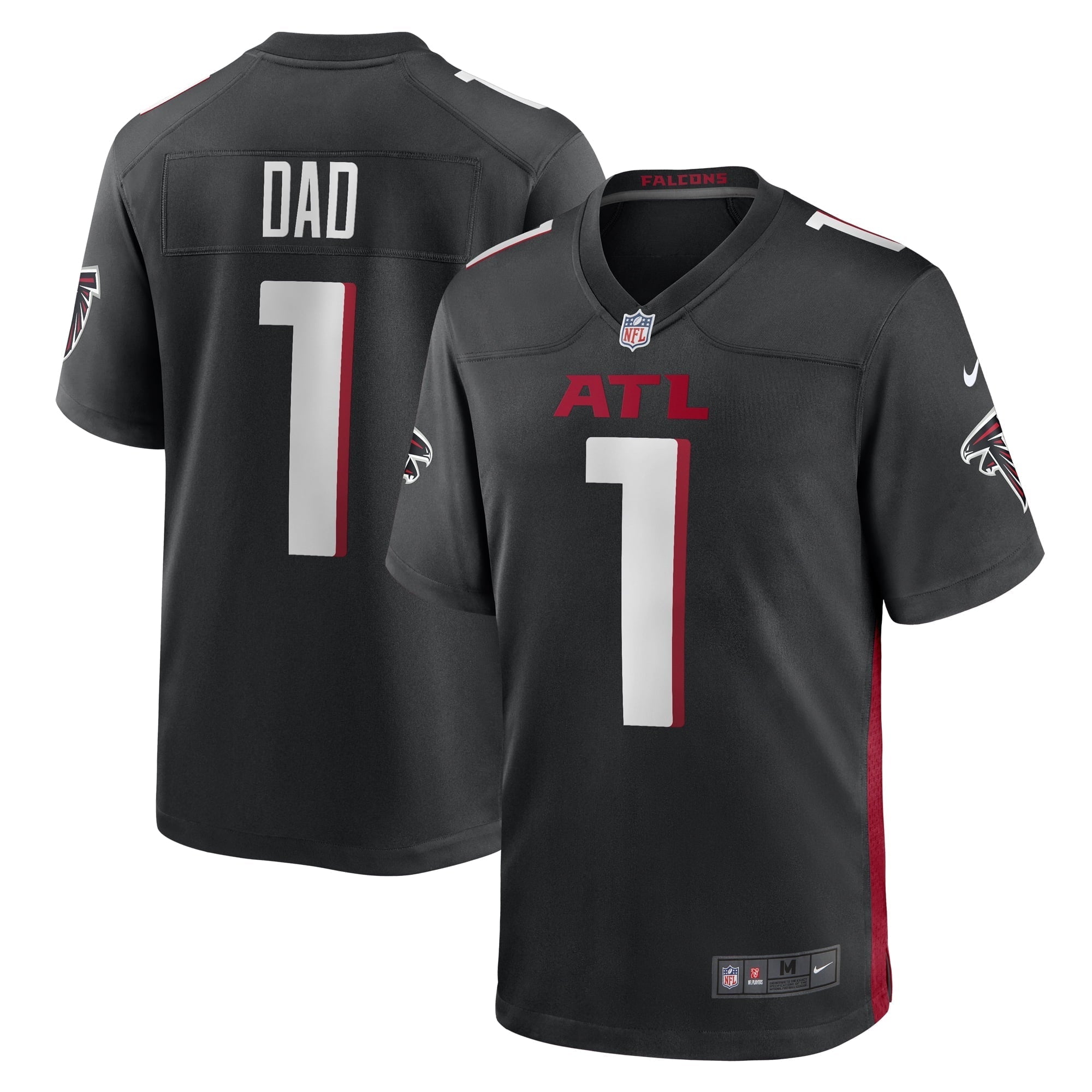 Men's Nike Number 1 Dad Black Atlanta Falcons Game Jersey - vstockx