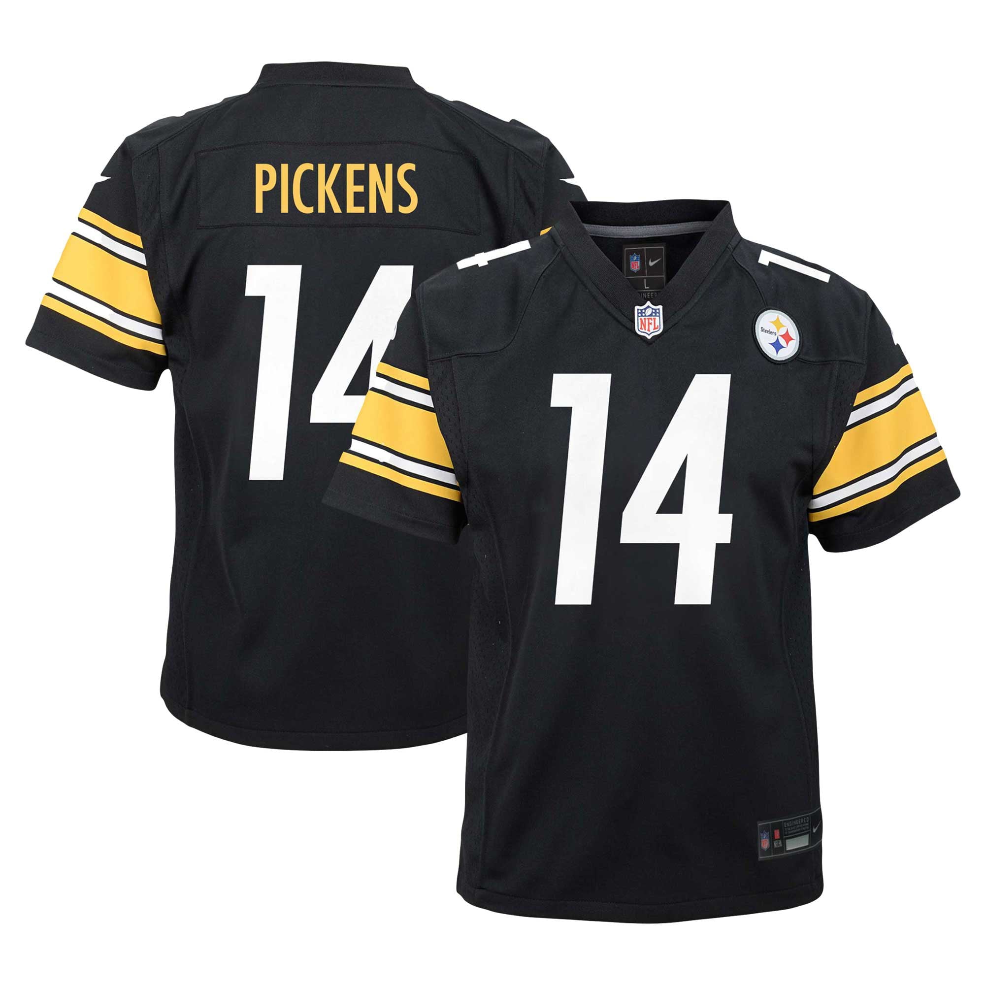 Youth Nike George Pickens Black Pittsburgh Steelers Game Jersey - vstockx