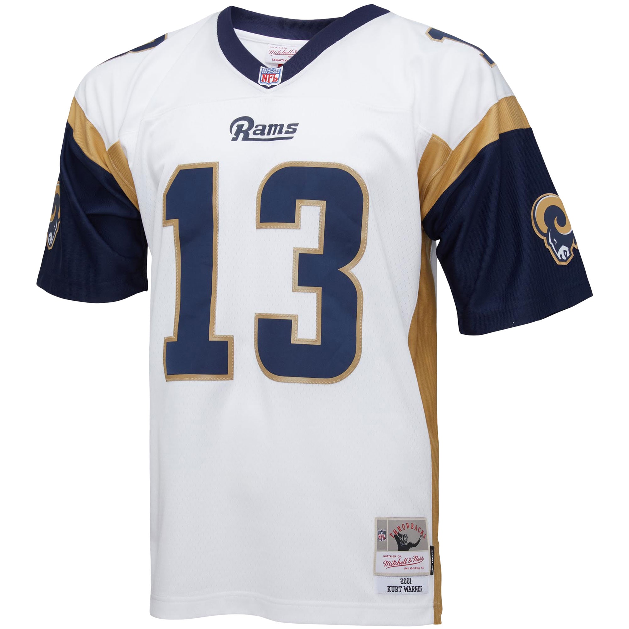 Kurt Warner Los Angeles Rams Mitchell & Ness Big & Tall 2001 Retired Player Replica Jersey - White - vstockx