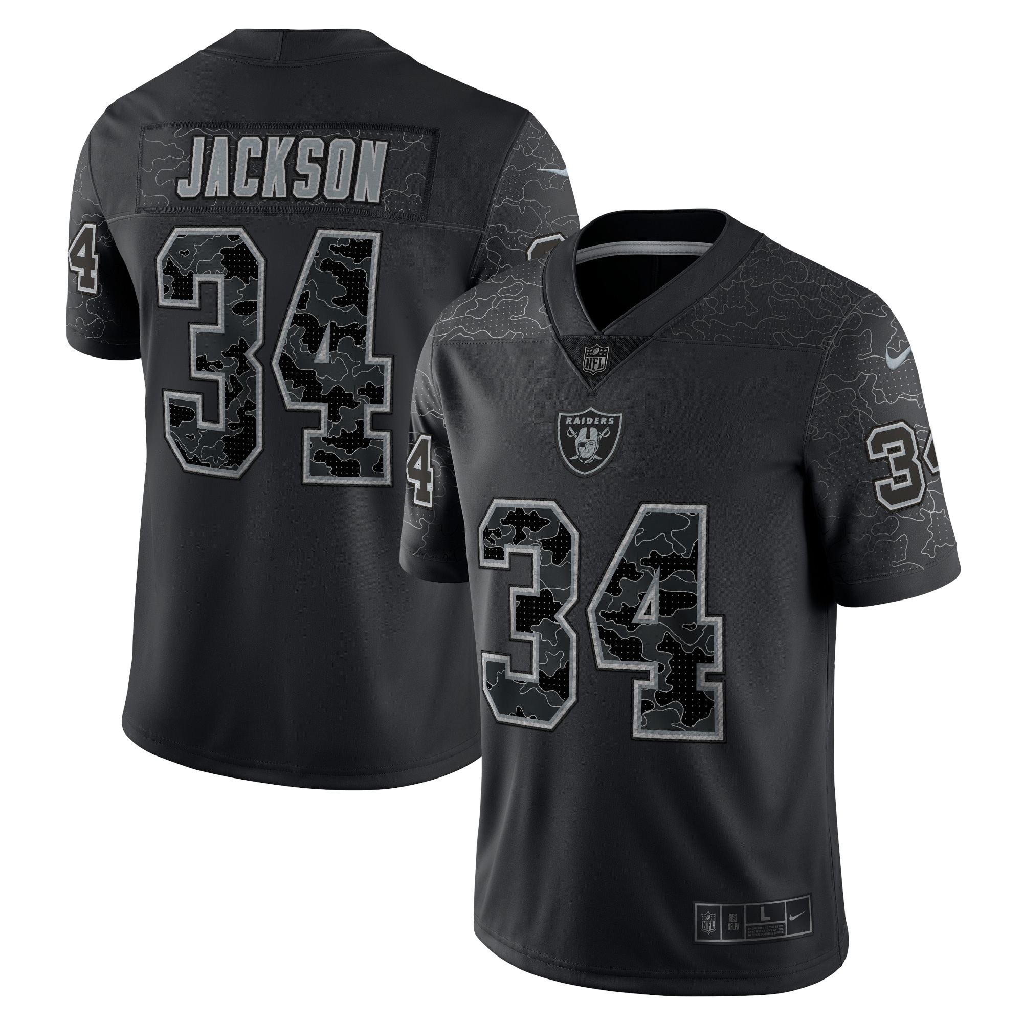 Bo Jackson Las Vegas Raiders Nike Retired Player RFLCTV Limited Jersey - Black - vstockx
