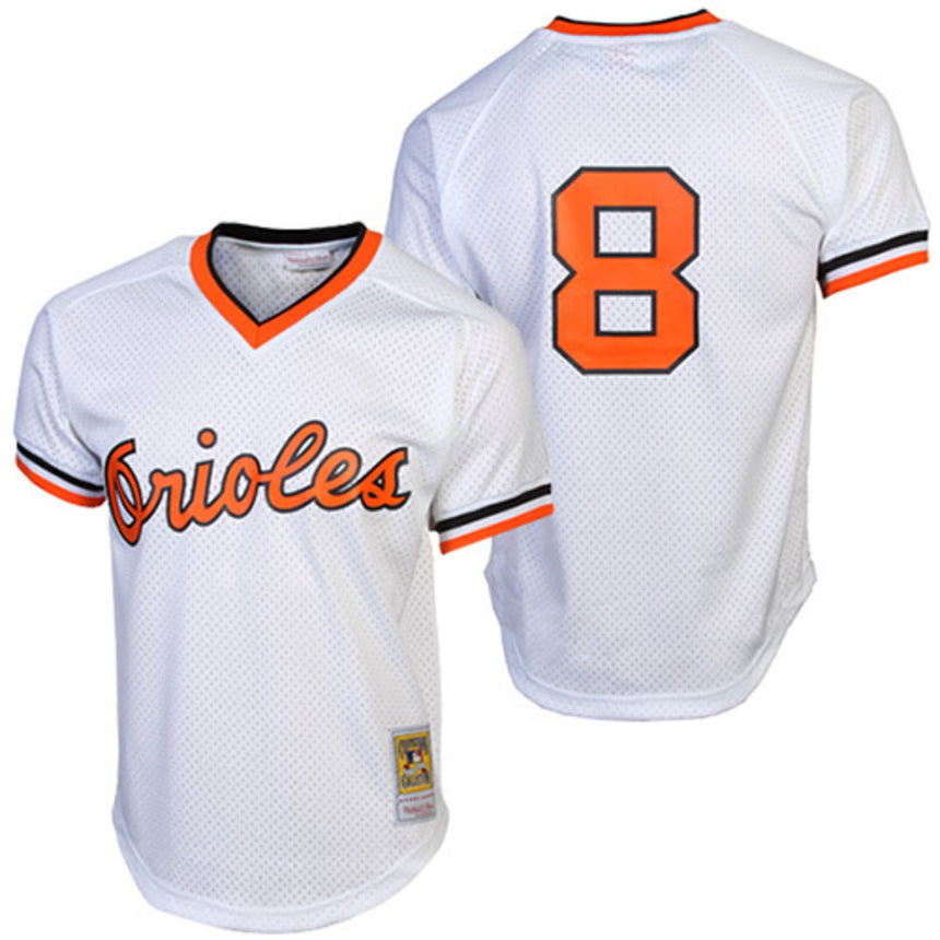 Men's Baltimore Orioles Cal Ripken Jr. Mitchell & Ness White 1985 Authentic Cooperstown Collection Batting Practice Jersey - vstockx