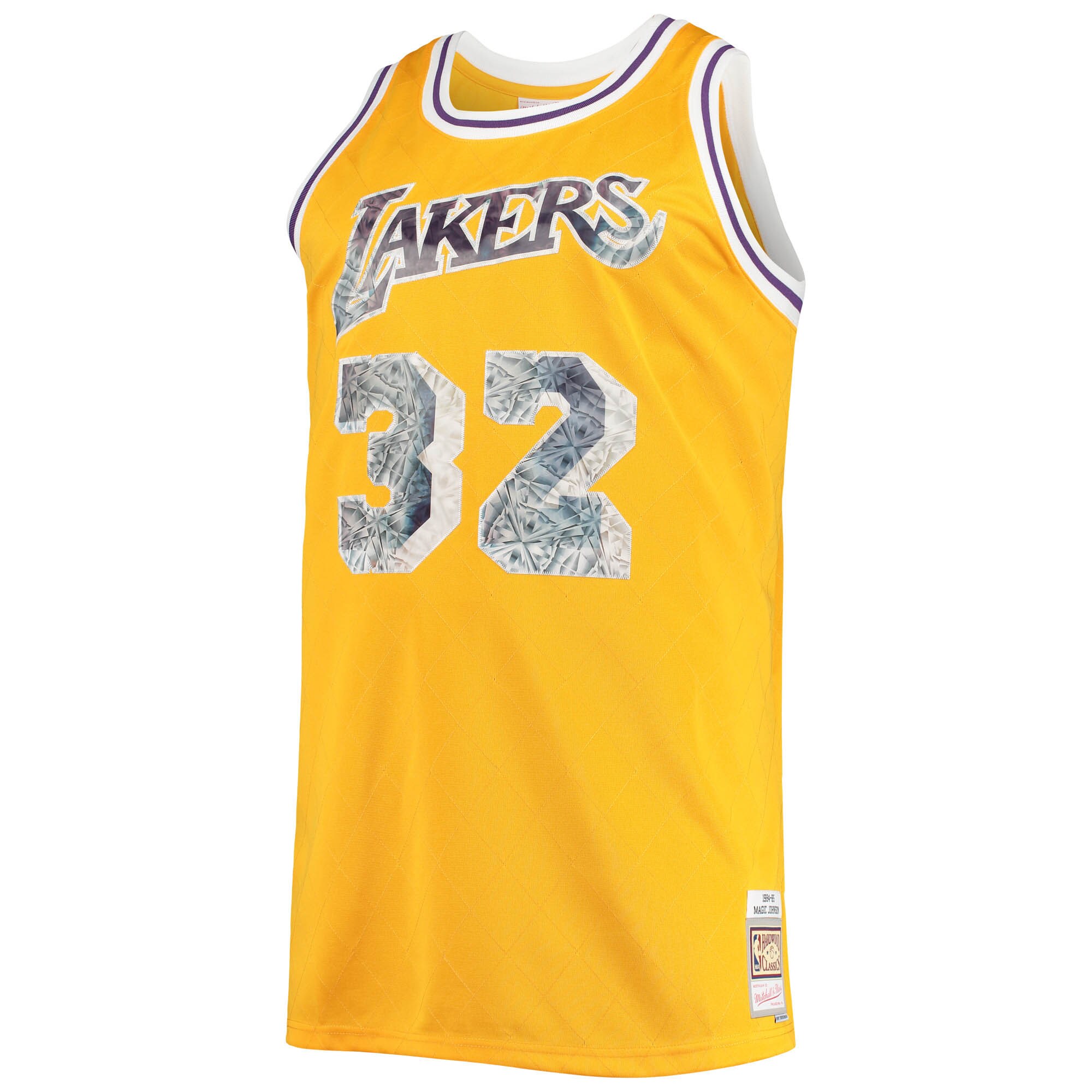 Magic Johnson Los Angeles Lakers Mitchell & Ness Big & Tall 1984/85 NBA 75th Anniversary Diamond Swingman Jersey - Gold - vstockx