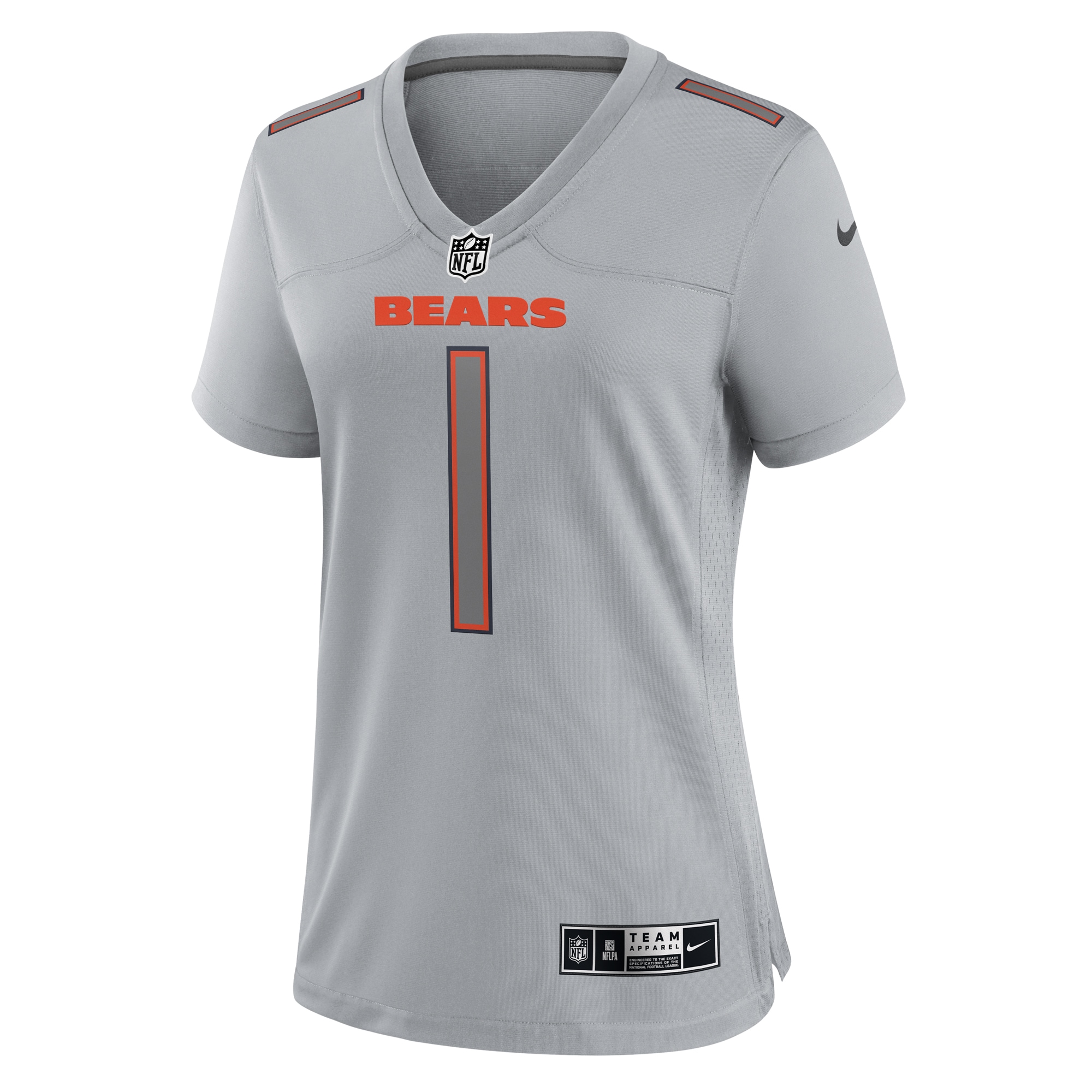 Justin Fields Chicago Bears Nike Women's Atmosphere Fashion Game Jersey - Gray - vstockx
