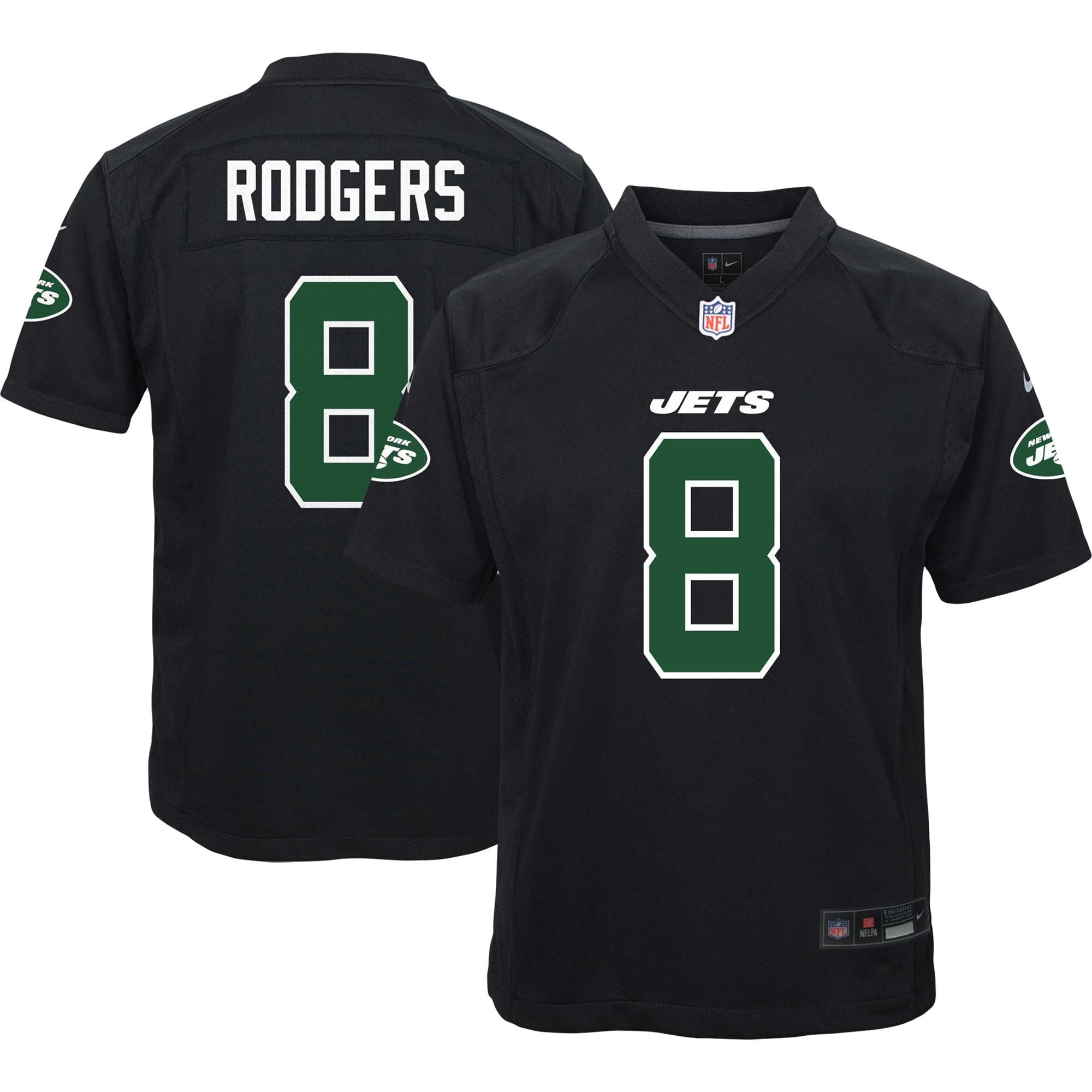 Youth Nike Aaron Rodgers Black New York Jets Game Jersey - vstockx