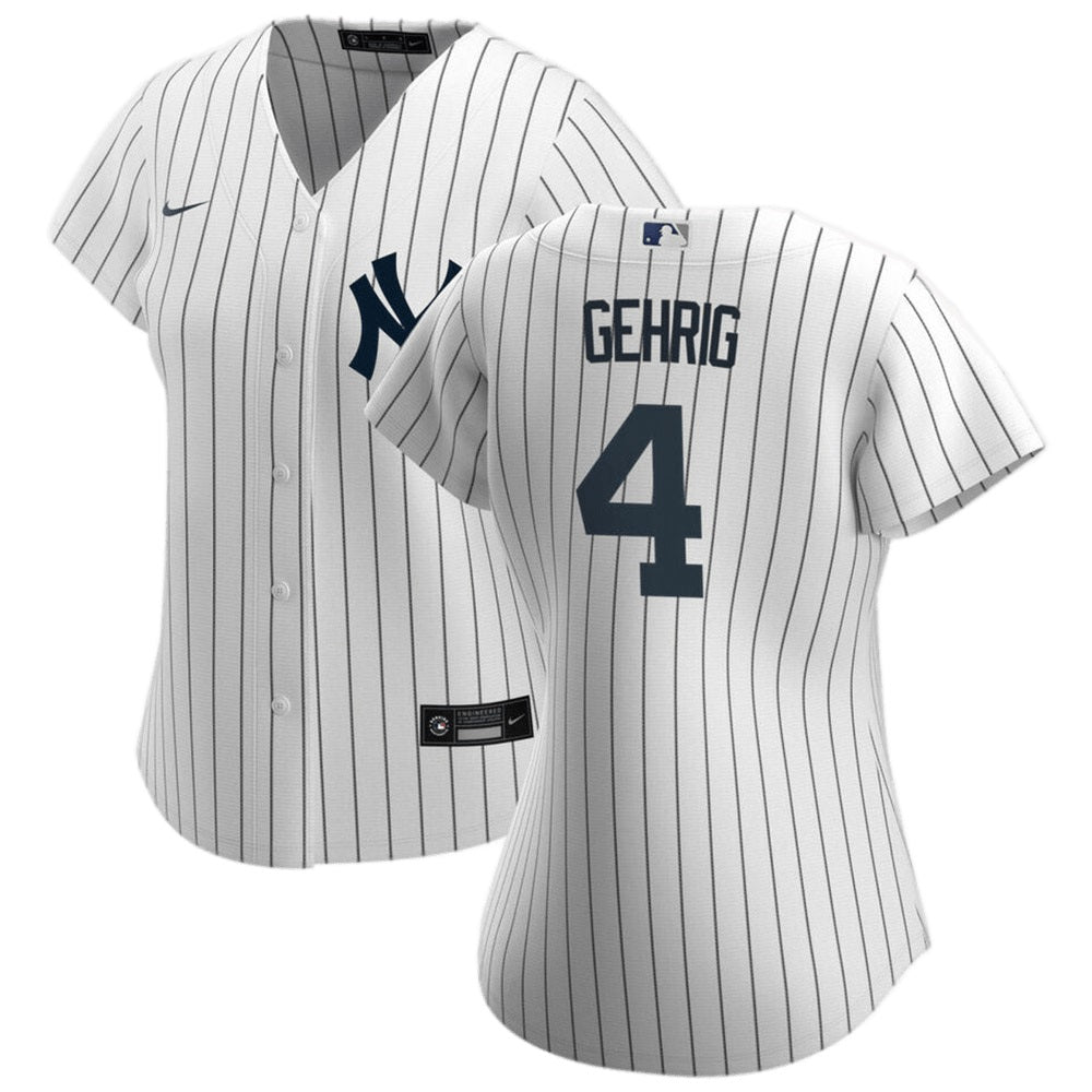 Women's New York Yankees Lou Gehrig Replica Home Jersey - White - vstockx