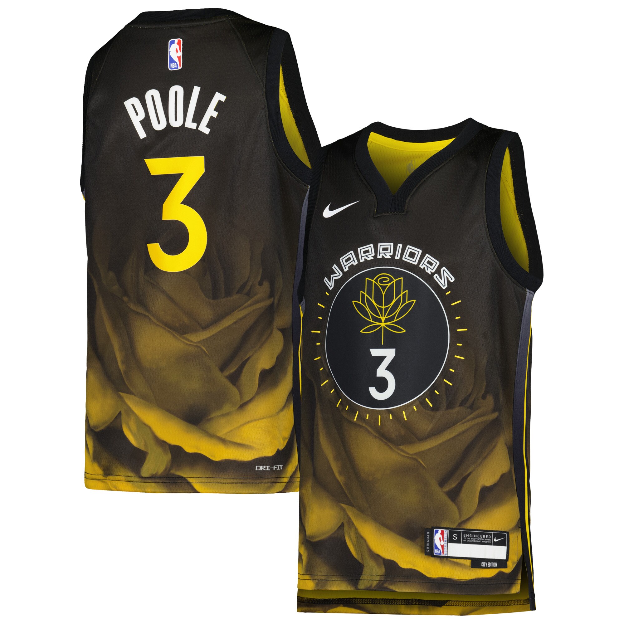Jordans Poole Golden State Warriors Nike Youth 2022/23 Swingman Jersey - City Edition - Black - vstockx
