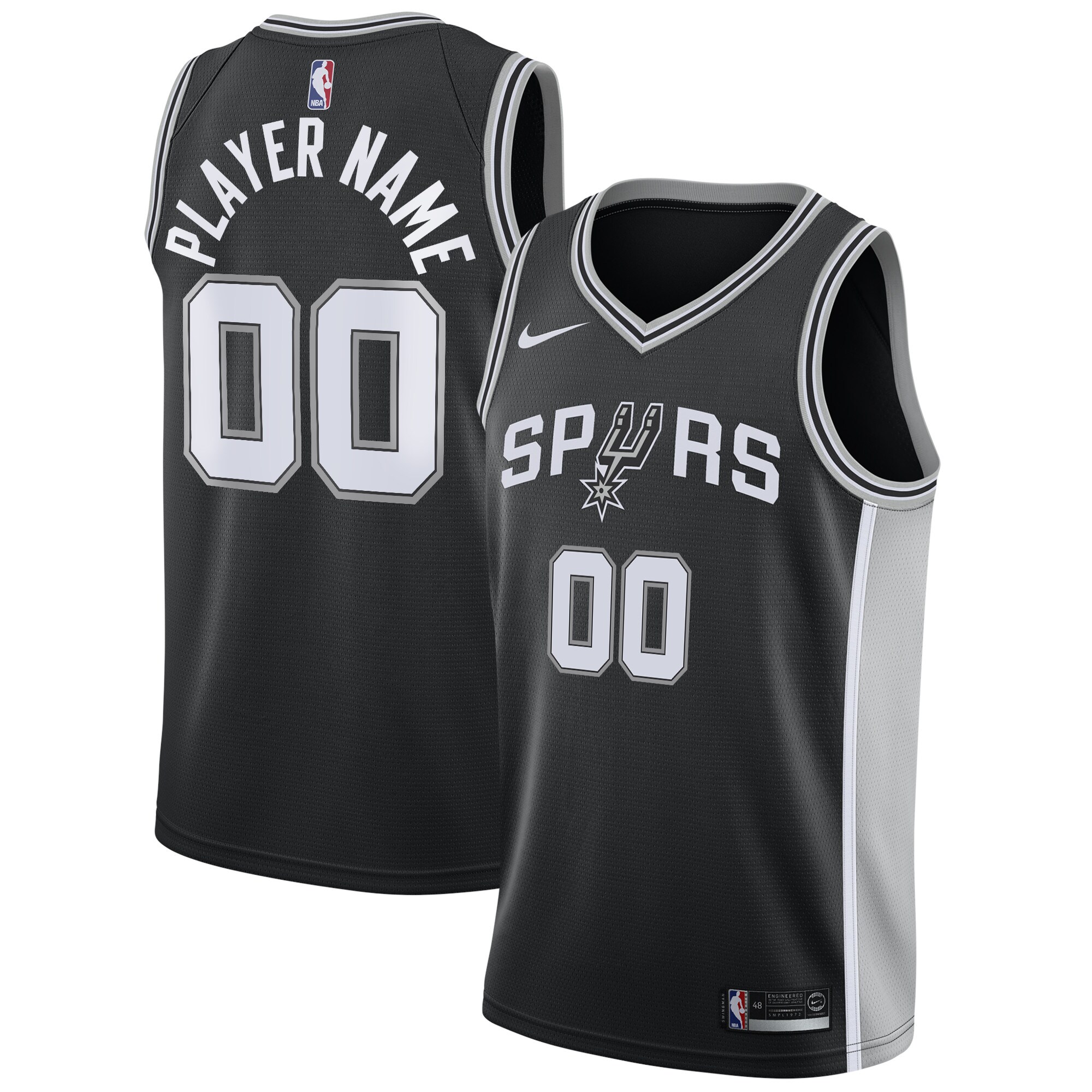 San Antonio Spurs Nike Swingman Custom Jersey Black - Icon Edition - vstockx