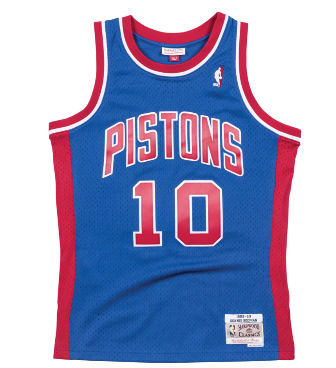 Men's Detroit Pistons Dennis Rodman 1988-89 Mitchell & Ness NBA Men's Hardwood Classic Swingman Jersey - vstockx