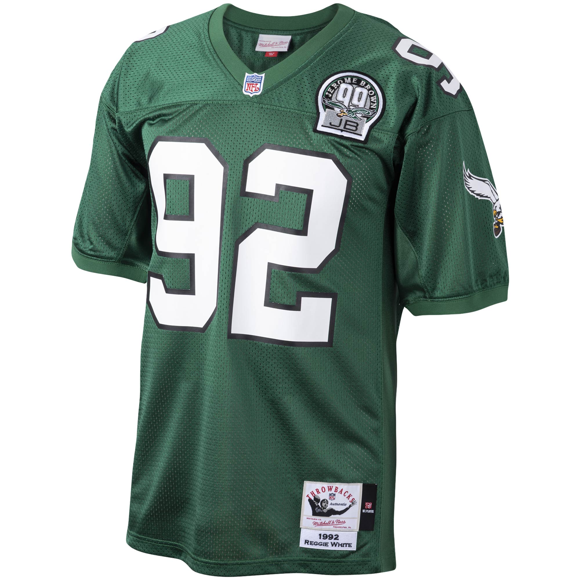 Reggie White Philadelphia Eagles Mitchell & Ness 1992 Authentic Throwback Retired Player Jersey - Kelly Green - vstockx