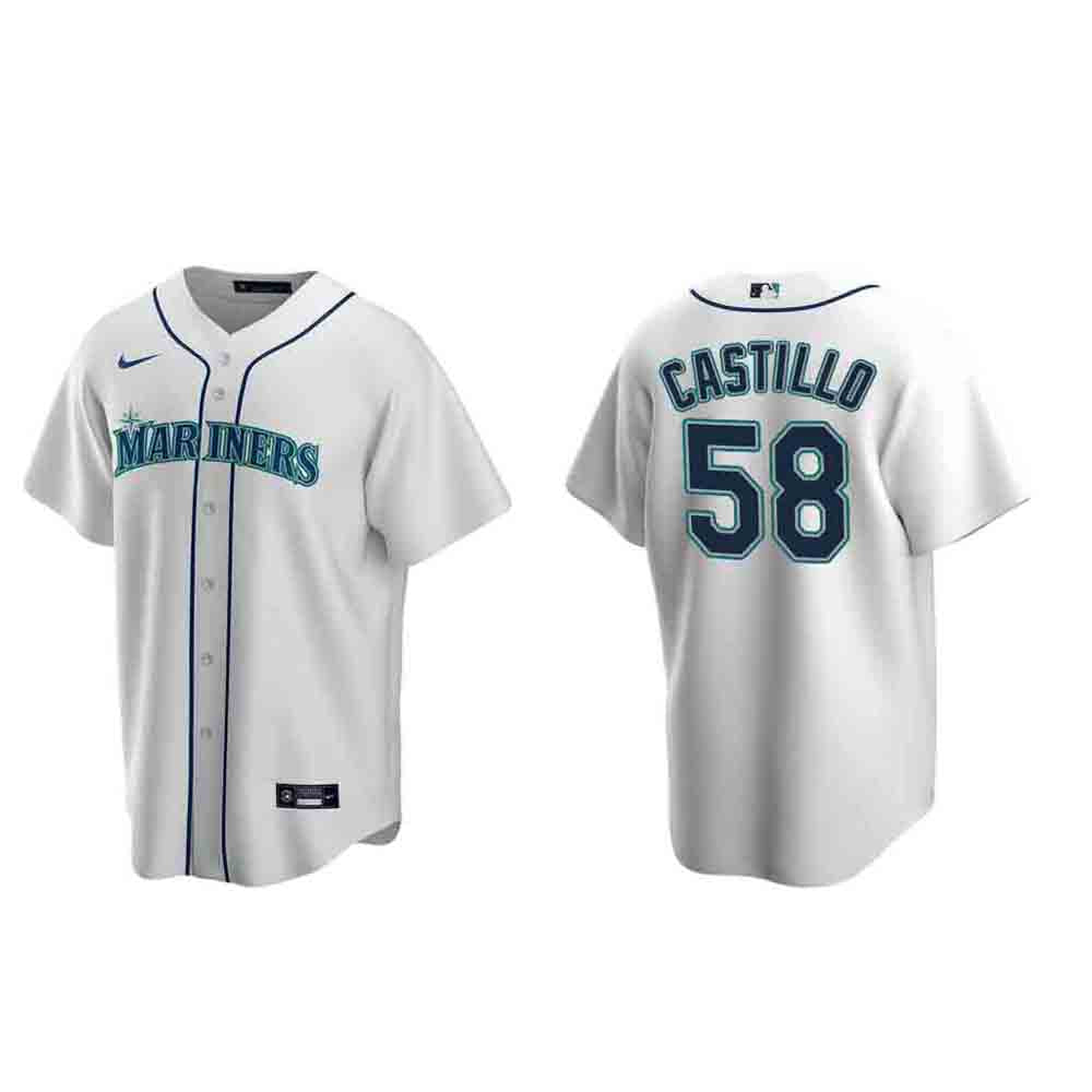 Youth Seattle Mariners Luis Castillo Cool Base Replica Home Jersey - White - vstockx