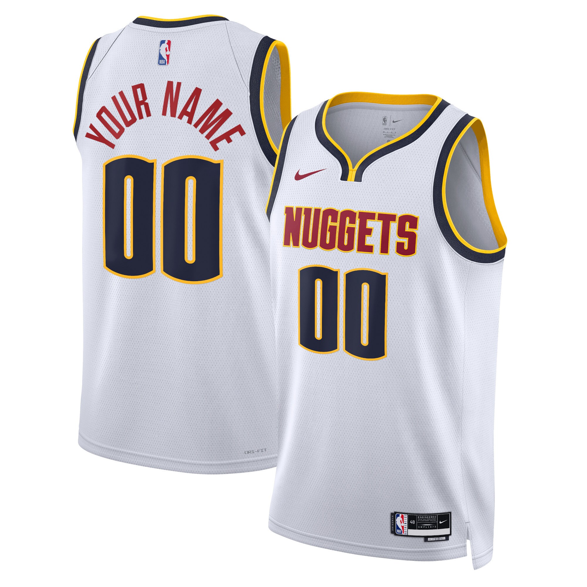 Denver Nuggets Nike Unisex Swingman Custom Jersey White - Icon Edition - vstockx