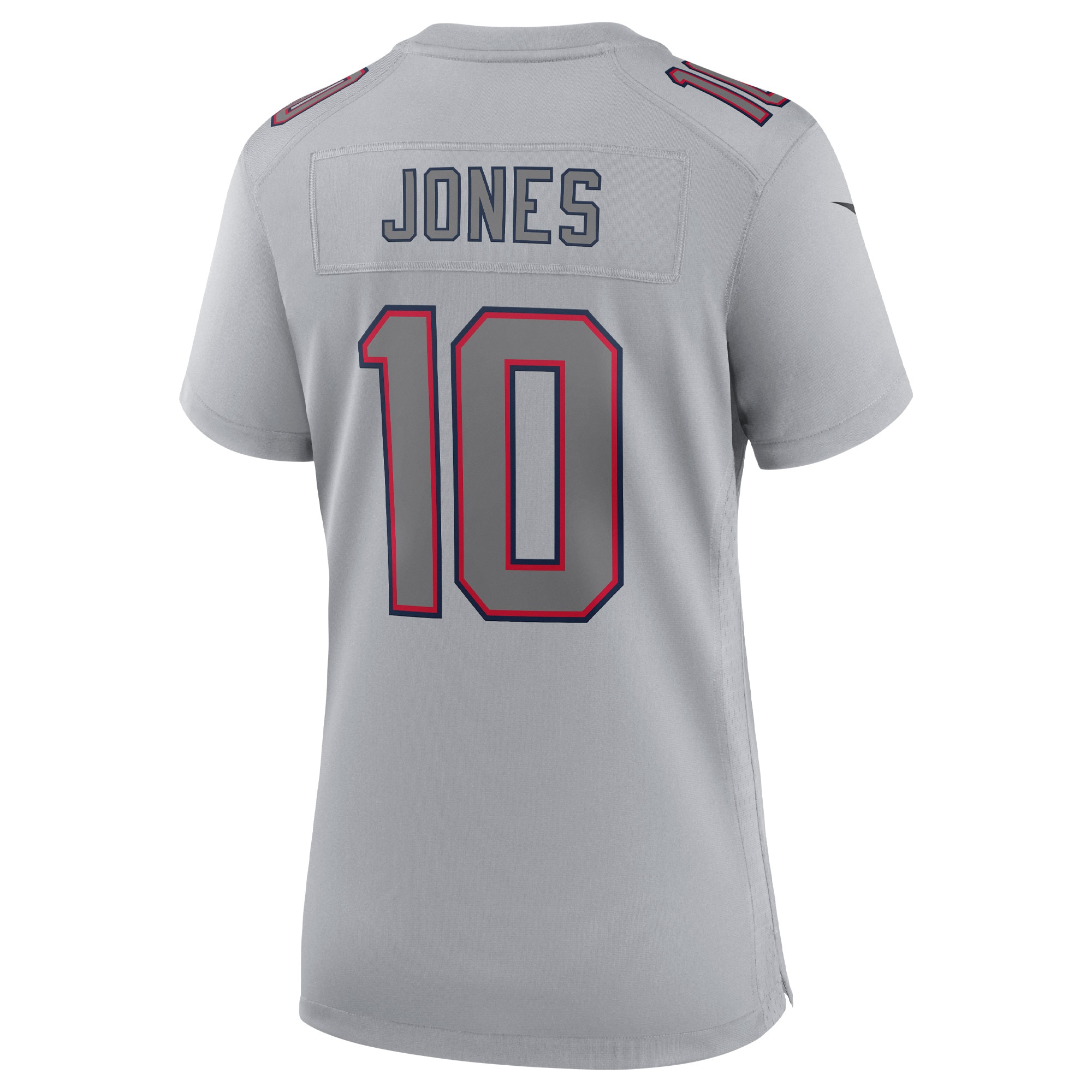 Mac Jones New England Patriots Nike Women's Atmosphere Fashion Game Jersey - Gray - vstockx