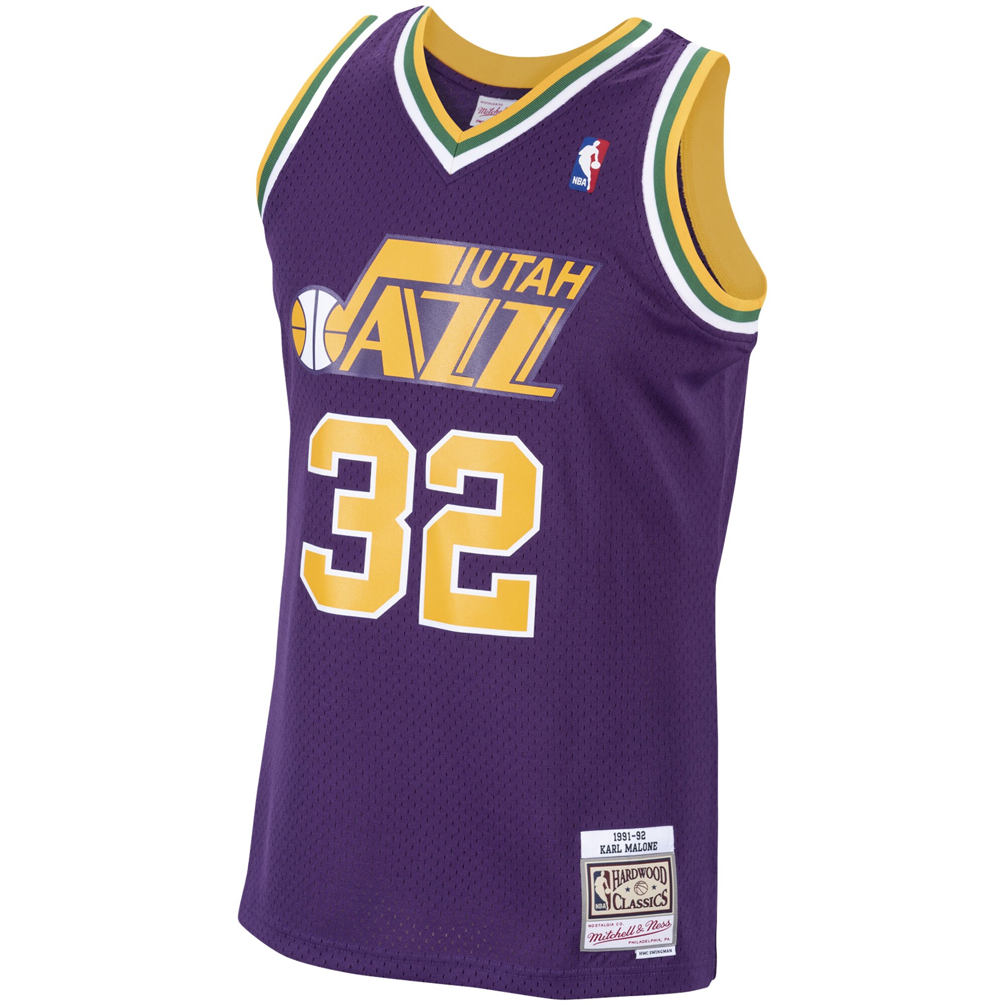 Karl Malone Utah Jazz Mitchell & Ness Hardwood Classics Swingman Jersey - Purple - vstockx