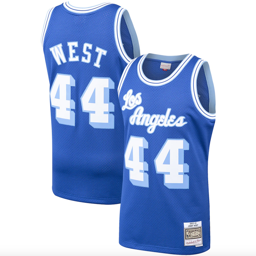 Men's Los Angeles Lakers Jerry West Mitchell & Ness Royal Hardwood Classics 1960-61 Swingman Jersey - vstockx