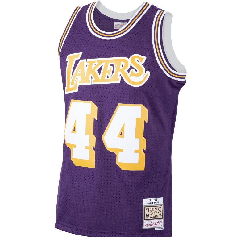Men's Jerry West Los Angeles Lakers Mitchell & Ness 1971-72 Hardwood Classics Swingman Player Jersey - Purple - vstockx