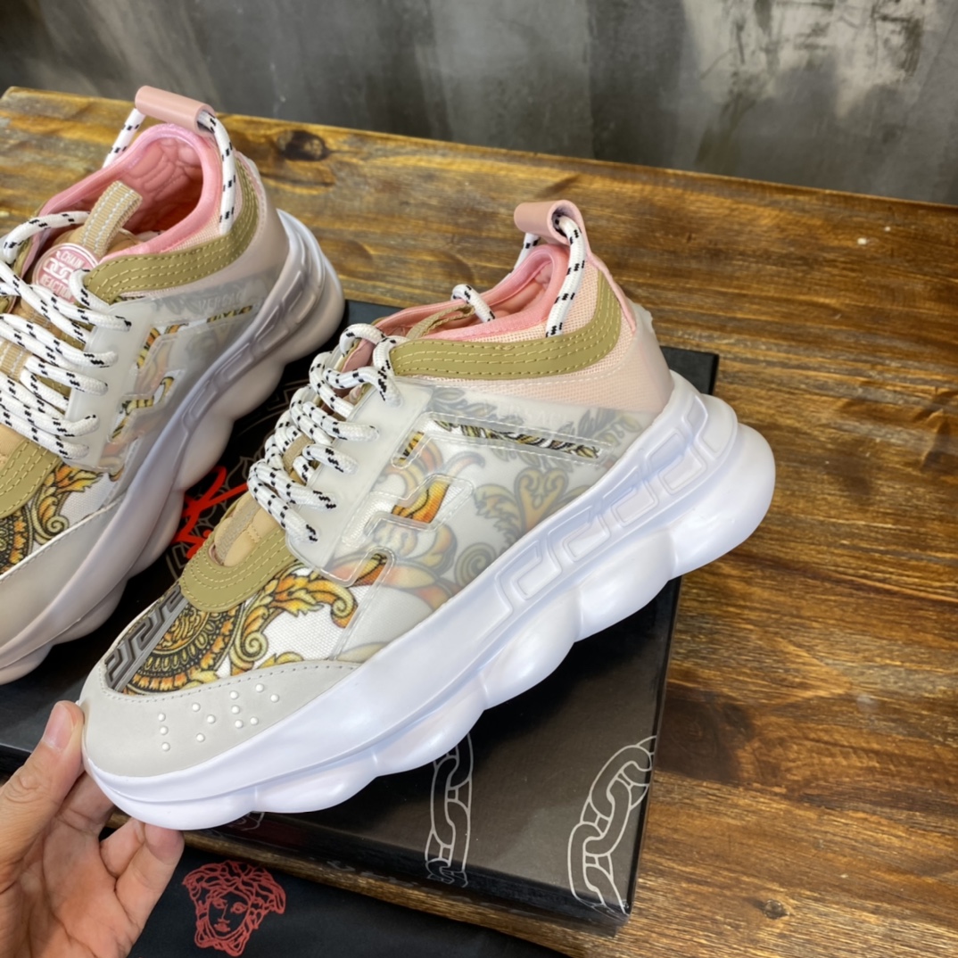 Versace Chain Reaction White Pink Yellow Barocco (W) - vstockx