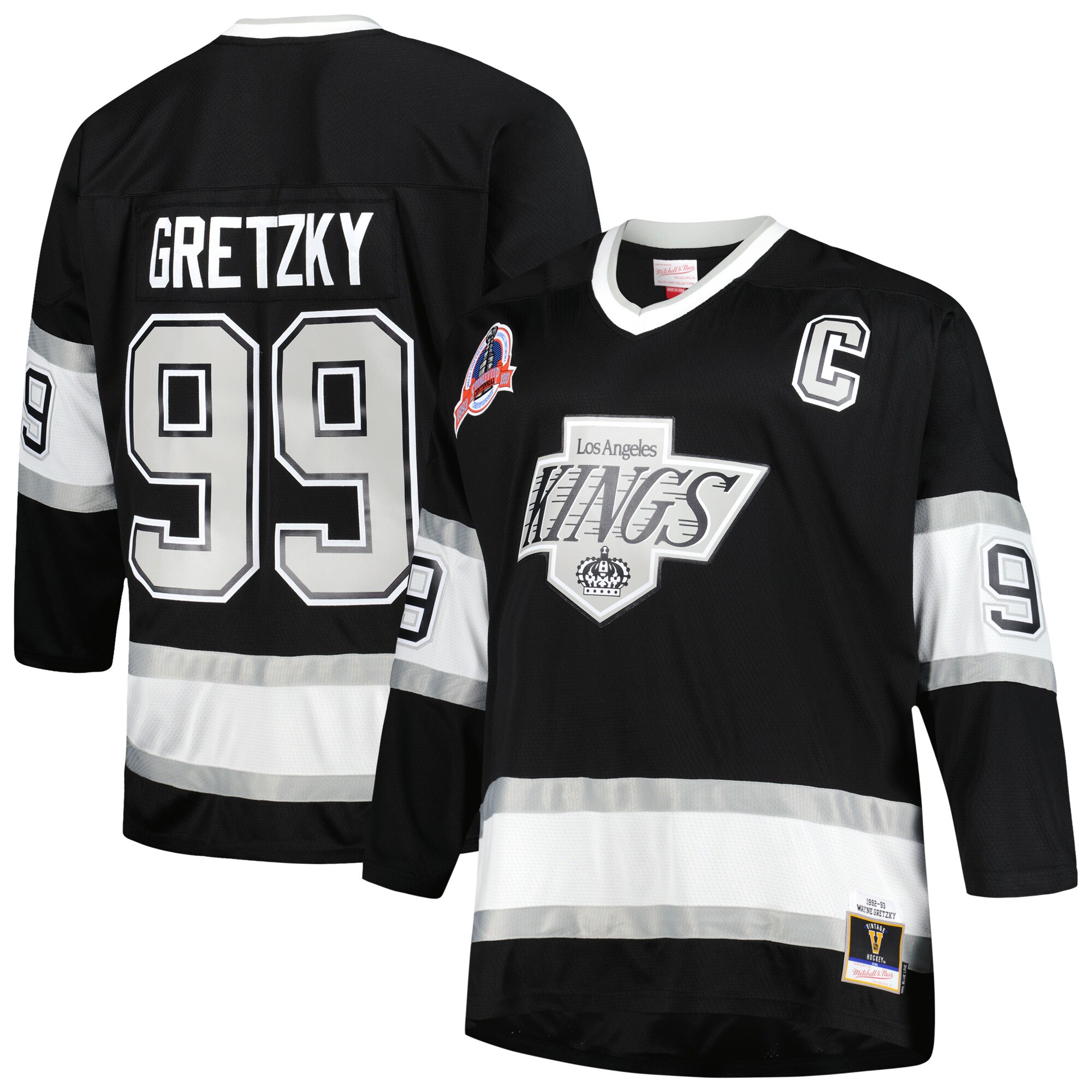 Wayne Gretzky Los Angeles Kings Mitchell & Ness Big & Tall 1992/93 Blue Line Player Jersey - Black - vstockx