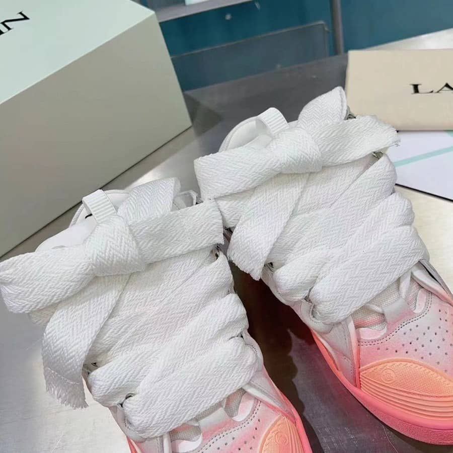 Lanvin Leather Curb sneakers Pink White - vstockx