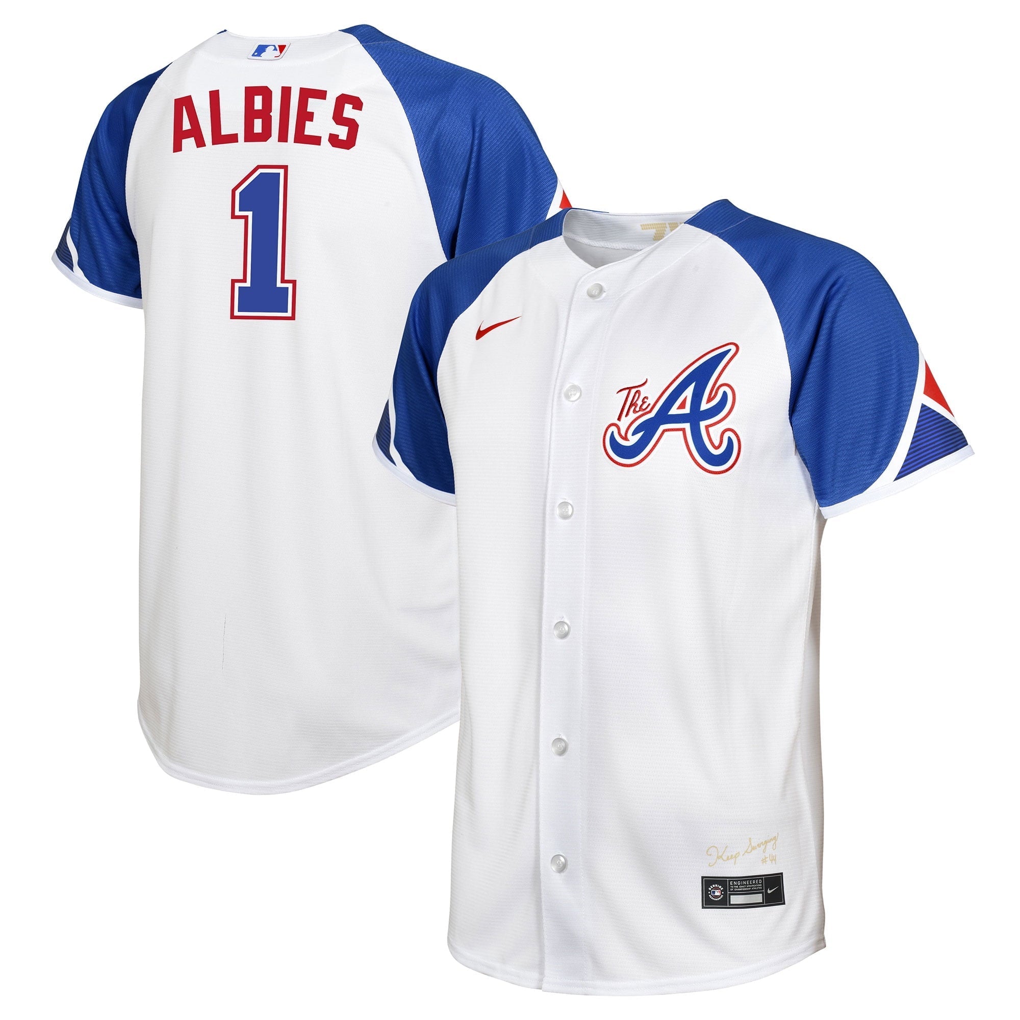 Toddler Nike Ozzie Albies White Atlanta Braves 2023 City Connect Replica Player Jersey - vstockx