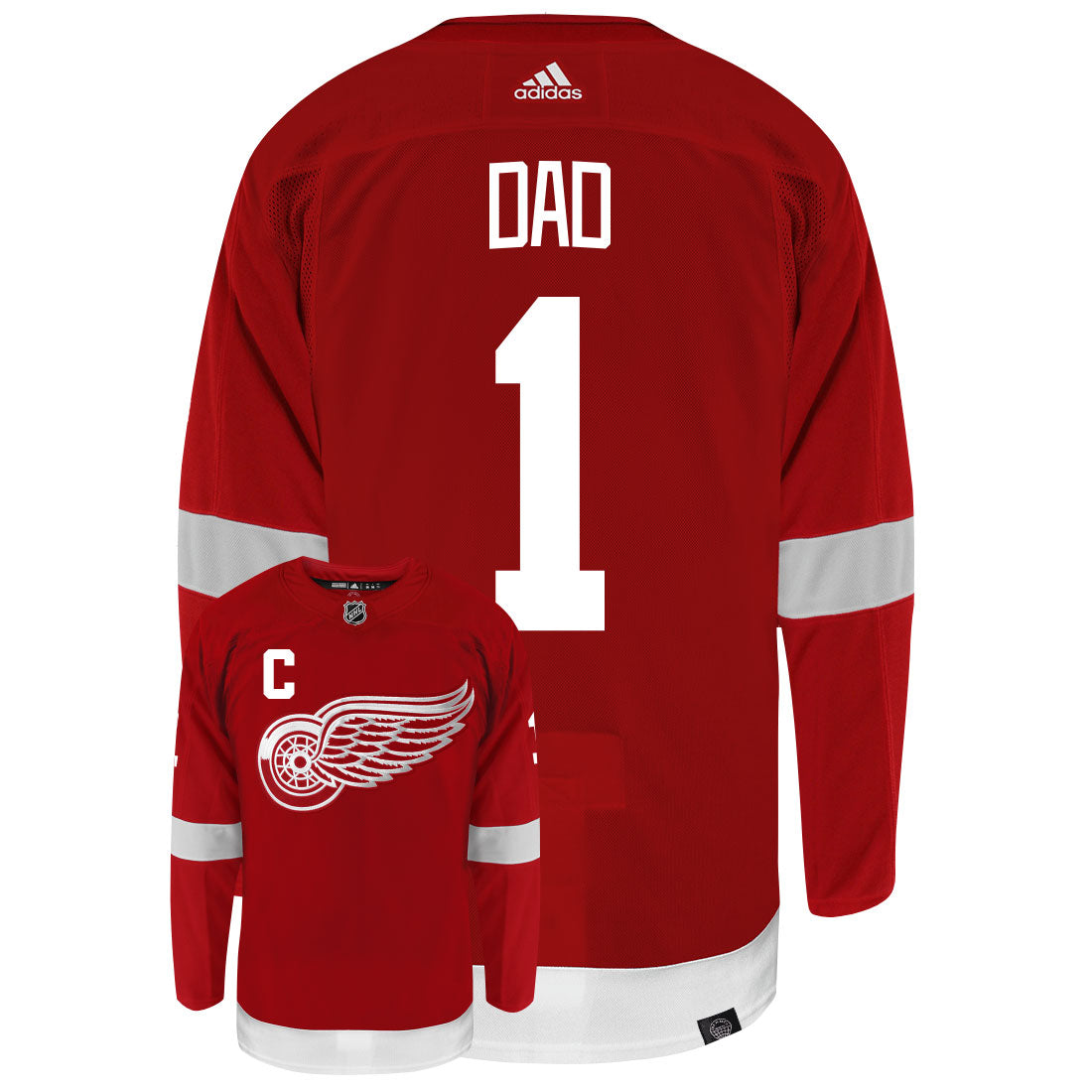 Detroit Red Wings Dad Number One Adidas Primegreen Authentic NHL Hockey Jersey - vstockx