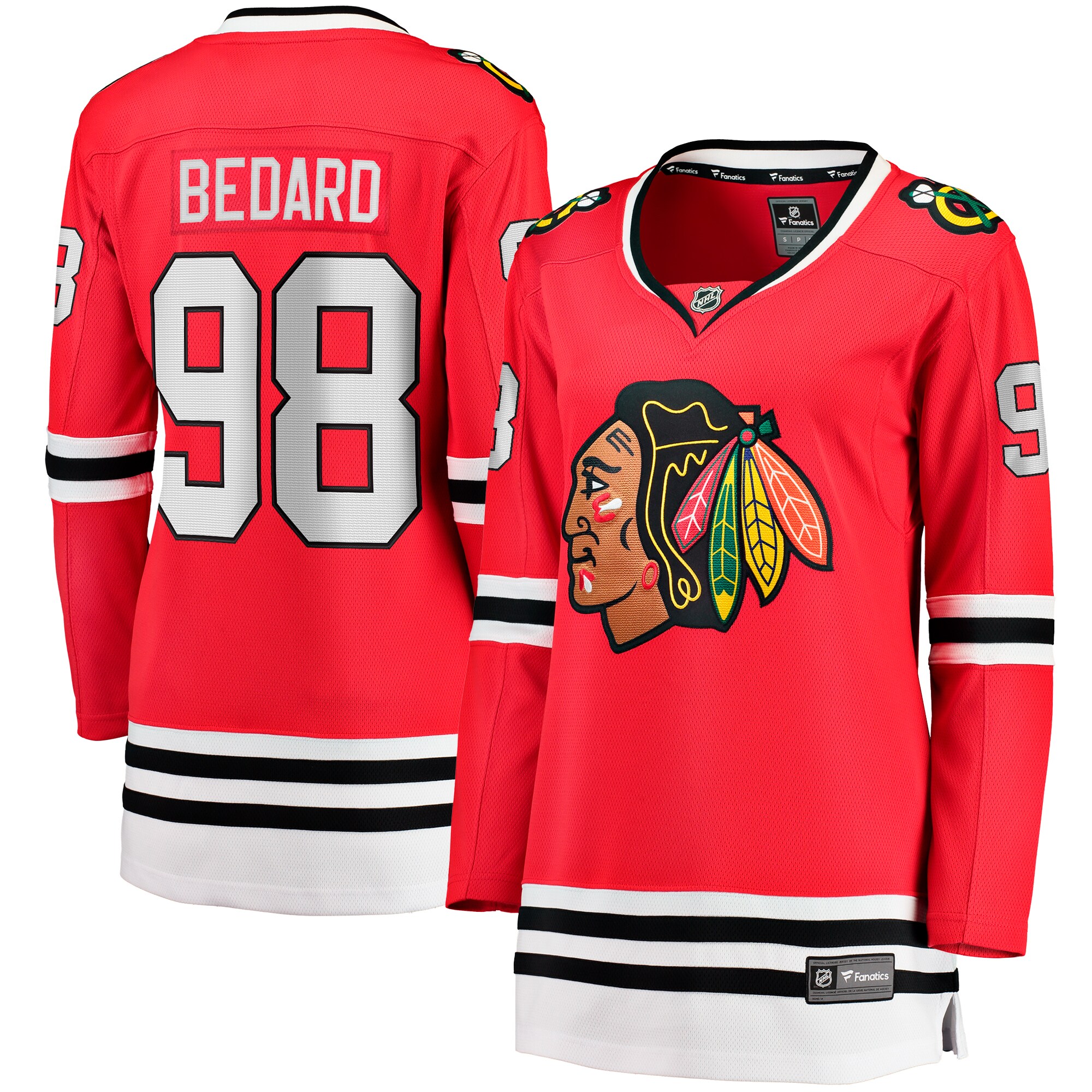 Connor Bedard Chicago Blackhawks Fanatics Branded Women's 2023 NHL Draft Home Breakaway Player Jersey - Red - vstockx