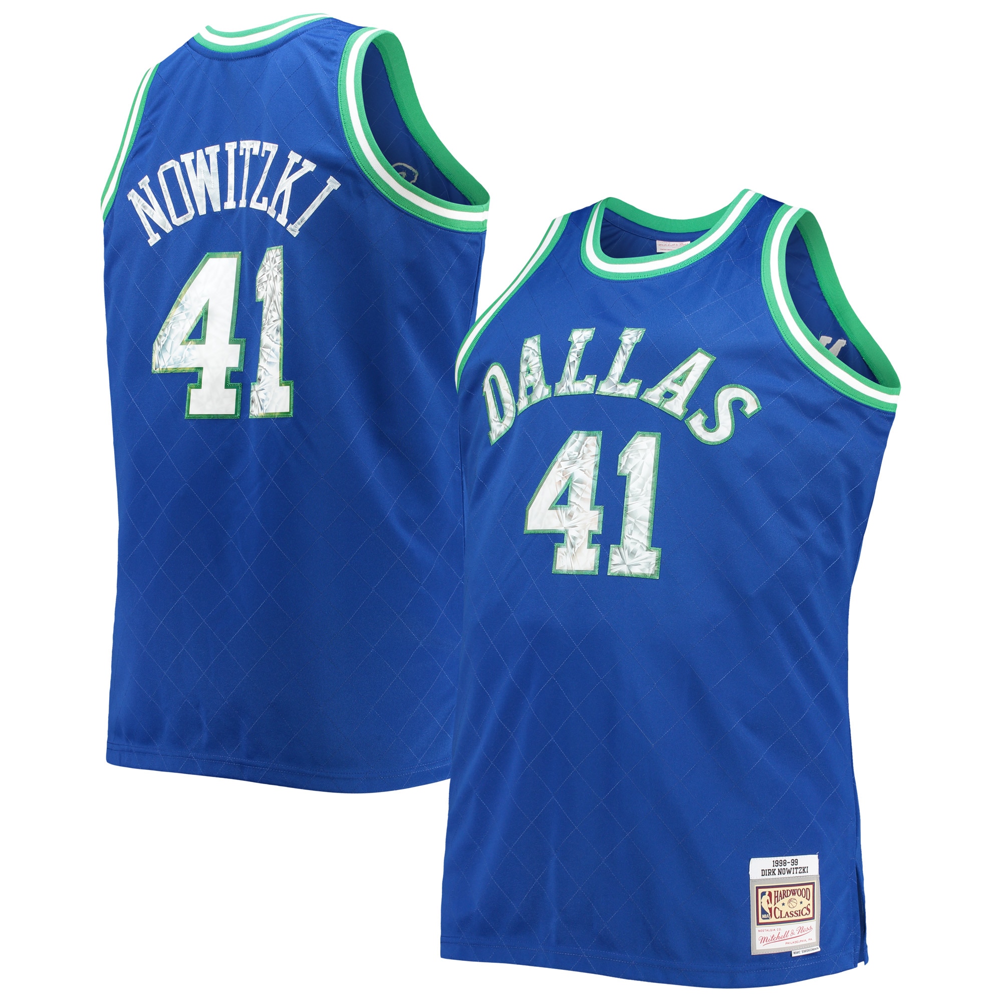 Dirk Nowitzki Dallas Mavericks Mitchell & Ness Big & Tall 1998-99 NBA 75th Anniversary Diamond Swingman Jersey - Royal - vstockx