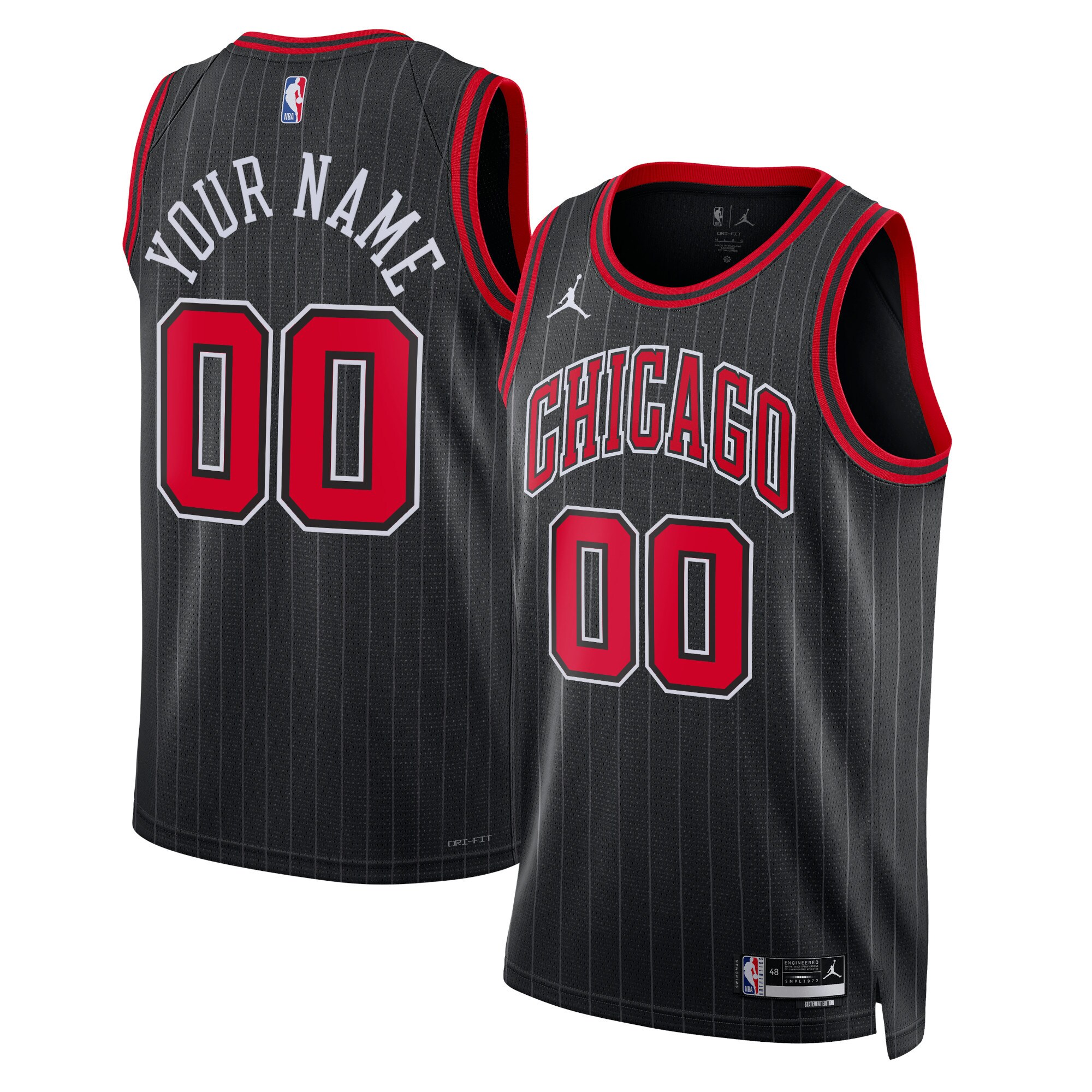 Chicago Bulls Jordans Brand Unisex 2022/23 Swingman Custom Jersey - Statement Edition - Black - vstockx